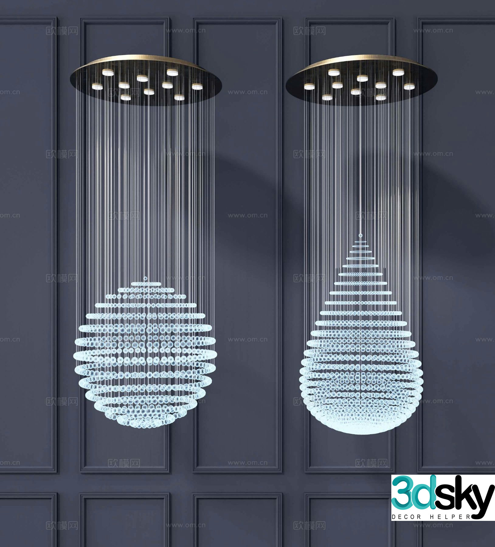 Modern crystal chandelier 3d model