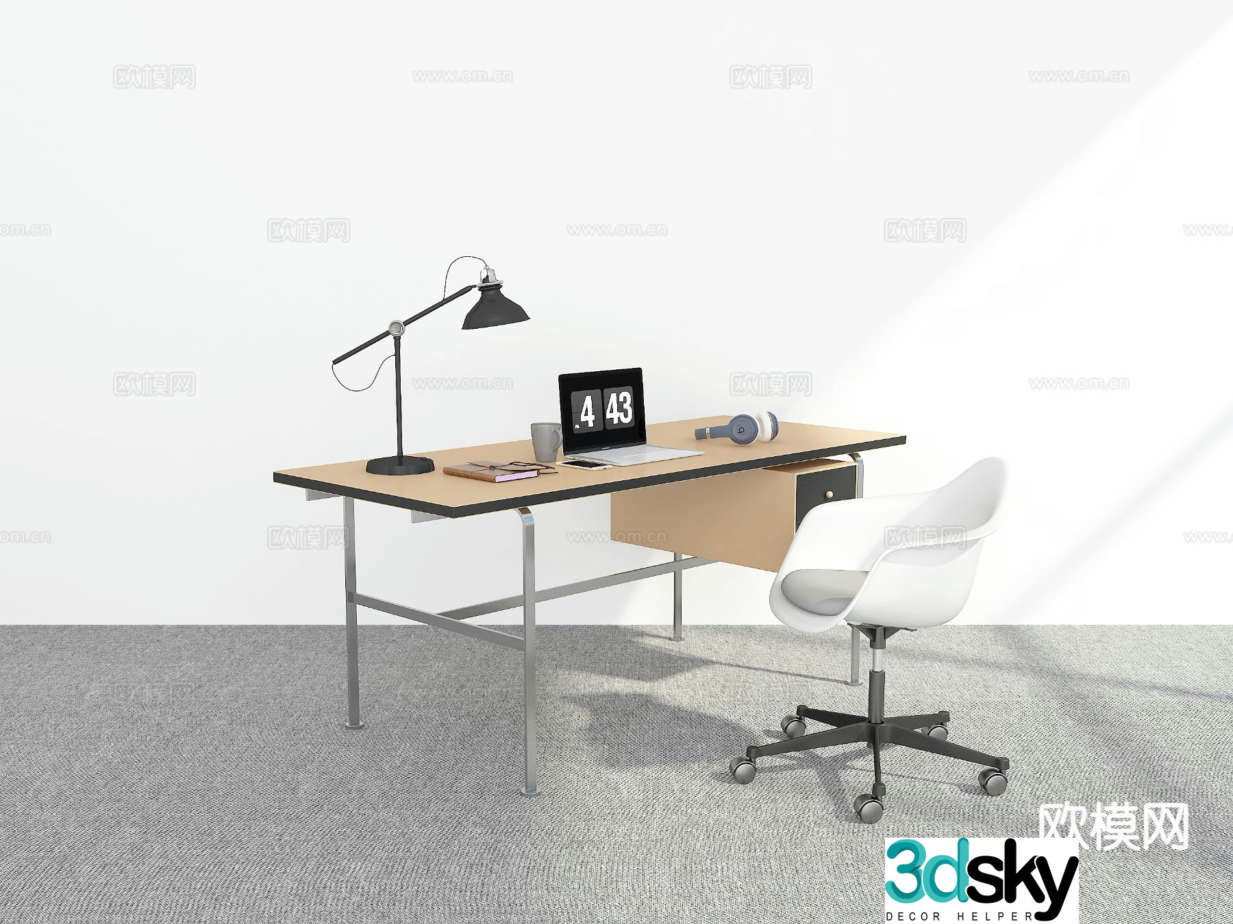 modern desk writing desk 3d model