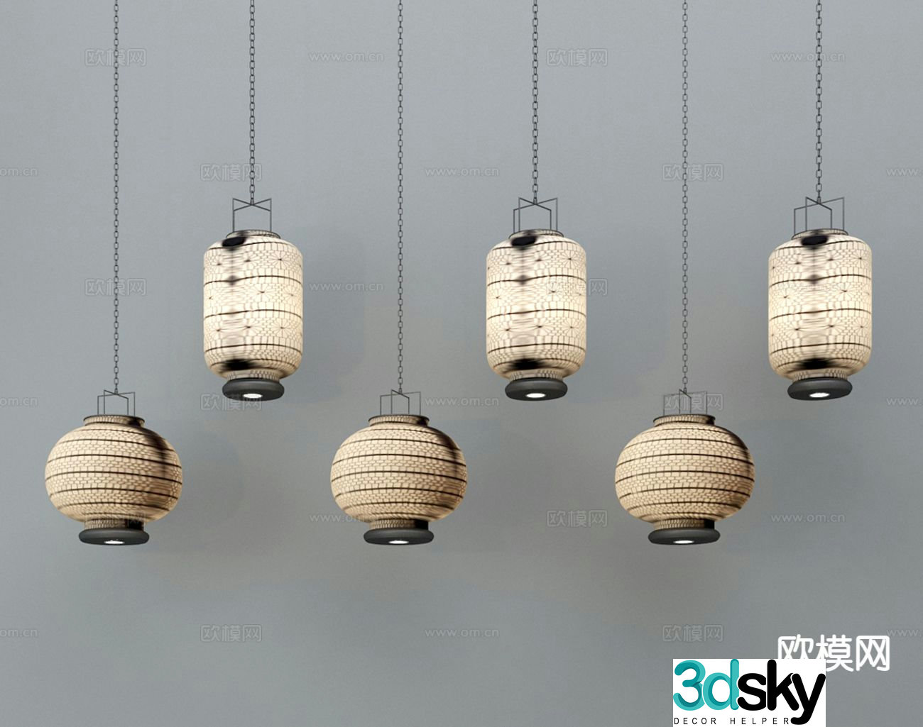 Chinese style chandelier lantern chandelier 3d model