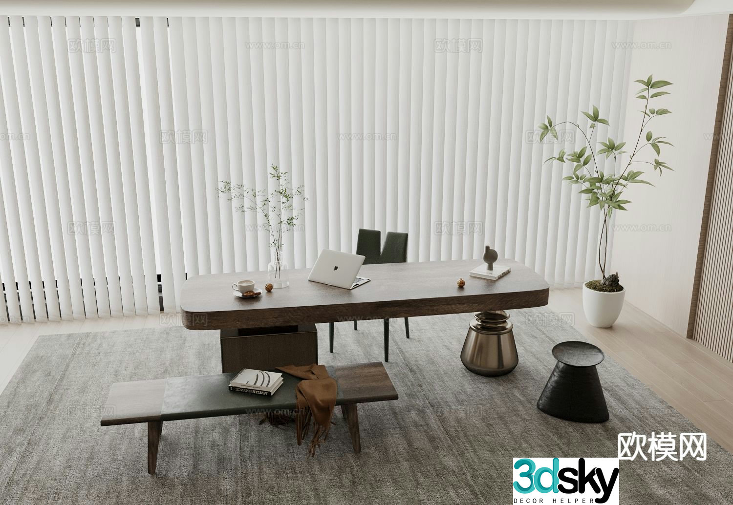 Modern desk manager desk 3d model