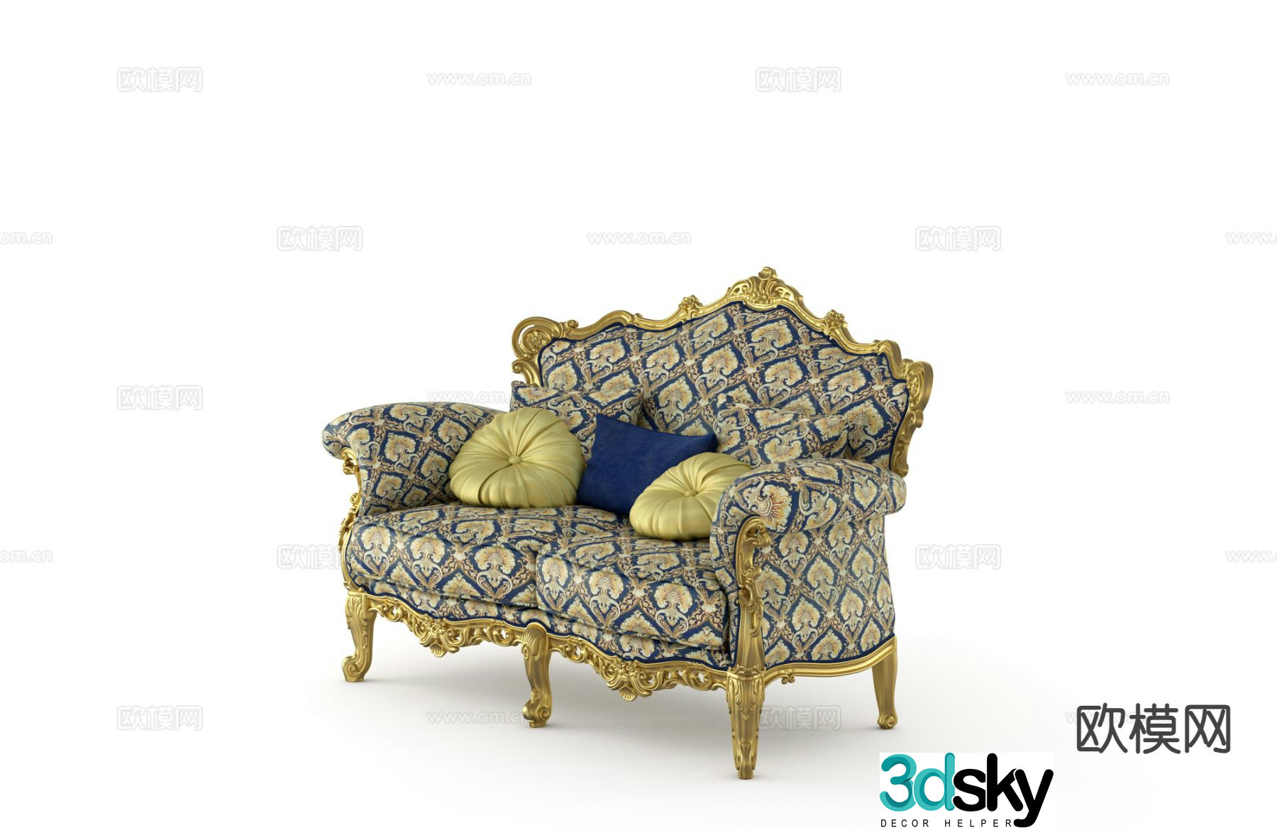 European style double sofa 3d model