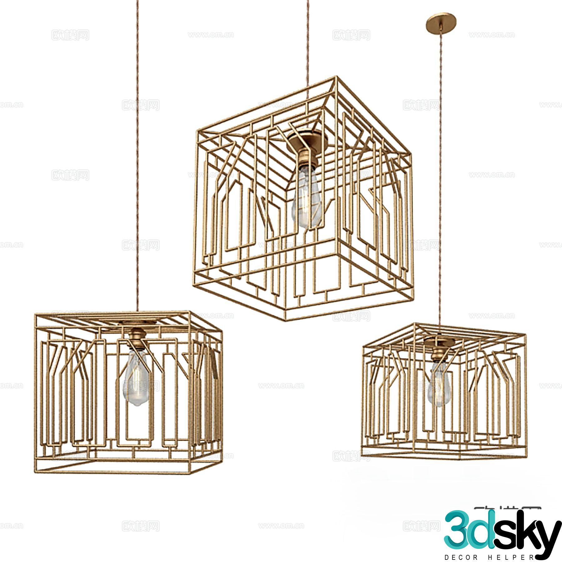 Light luxury chandelier hollow chandelier 3d model