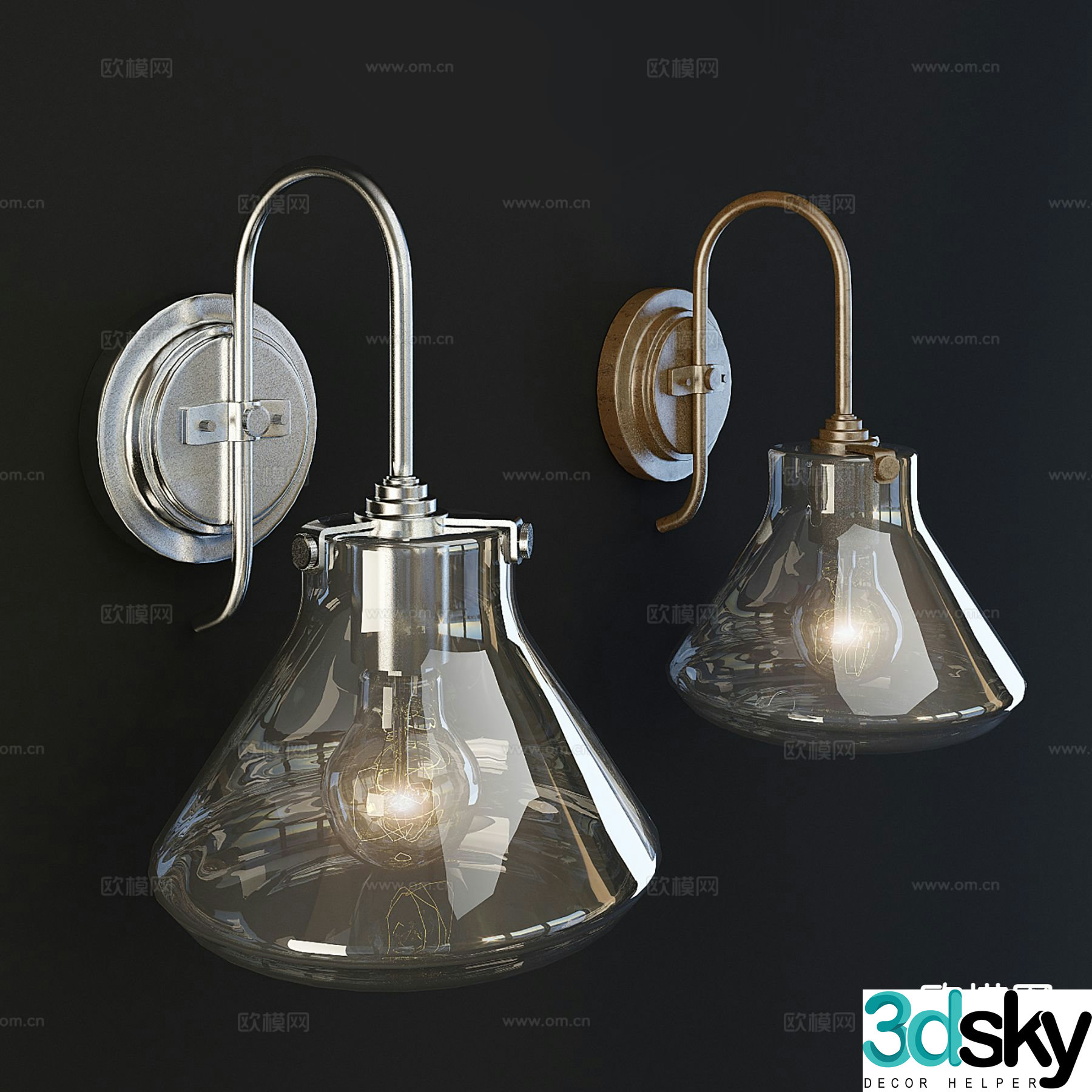Modern glass wall light 3d model