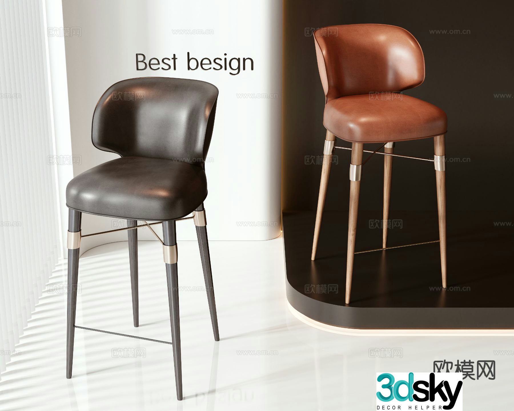 Modern bar stool bar stool high stool 3d model