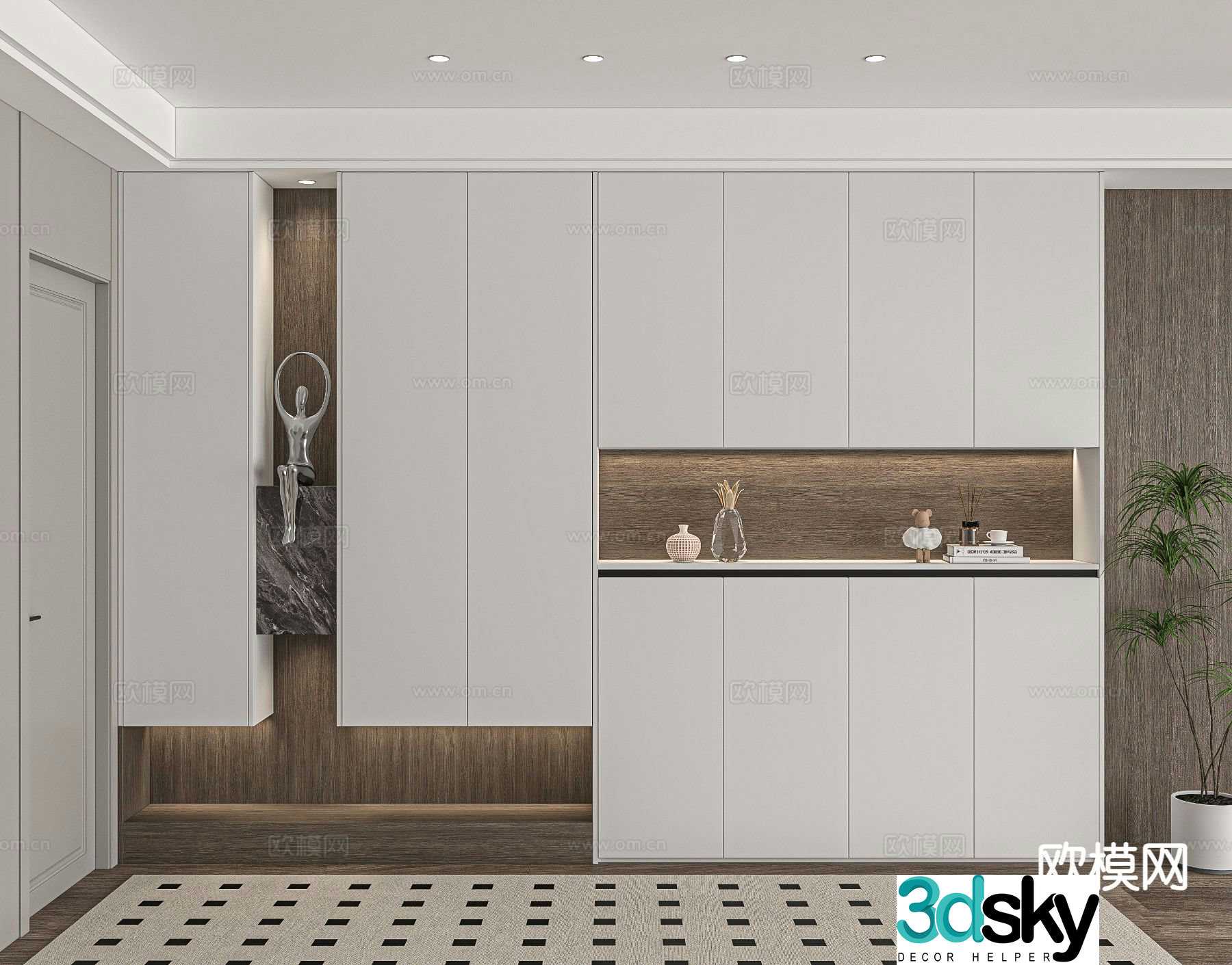 Modern shoe cabinet customized entrance cabinet 3D model