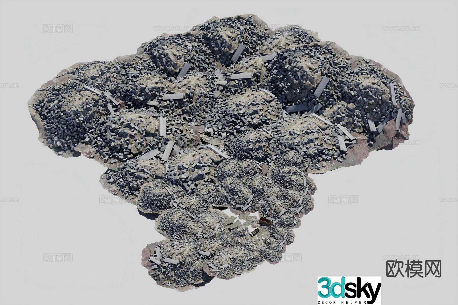 Modern construction waste scene 3d model