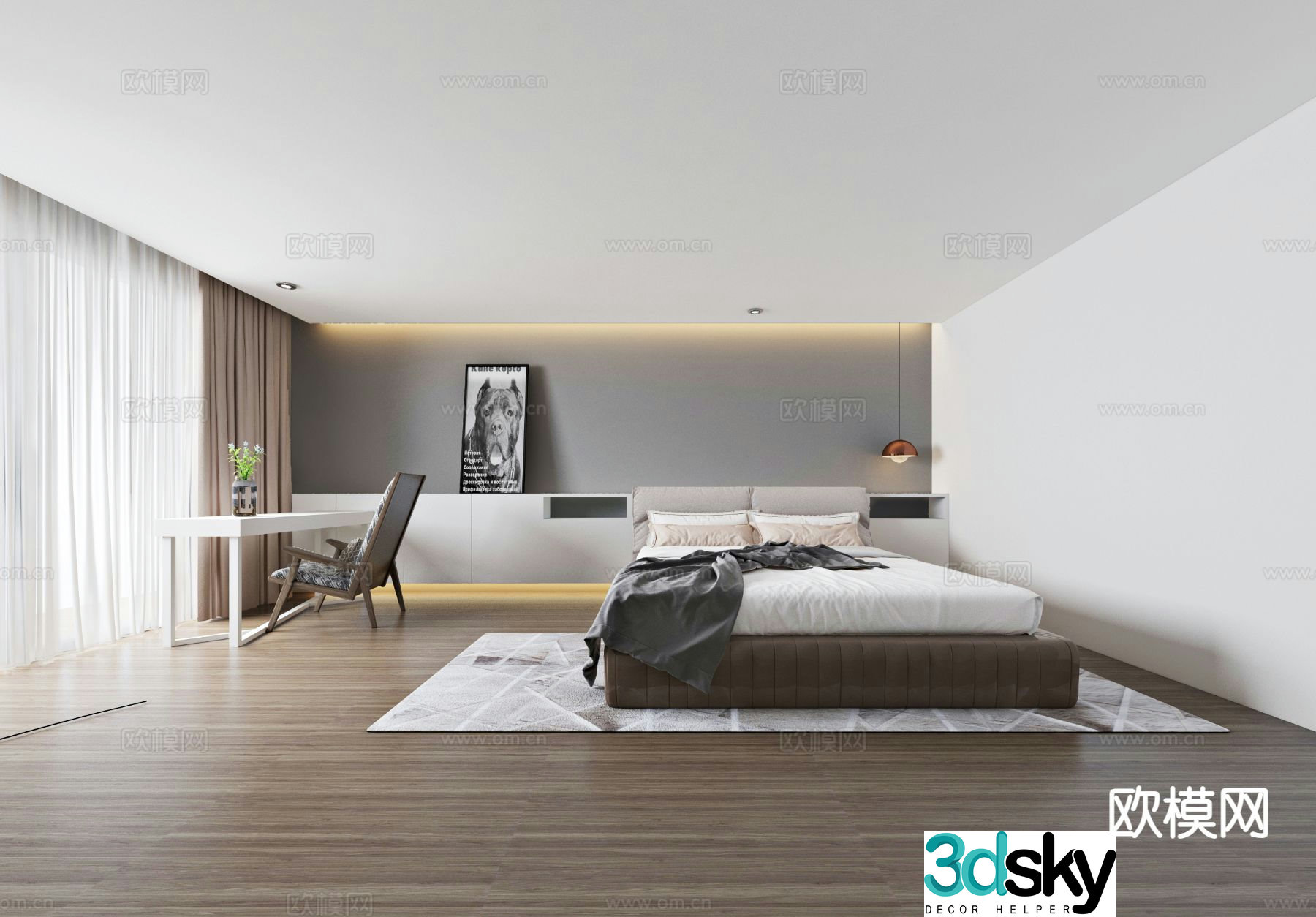 Modern bedroom master bedroom 3d model