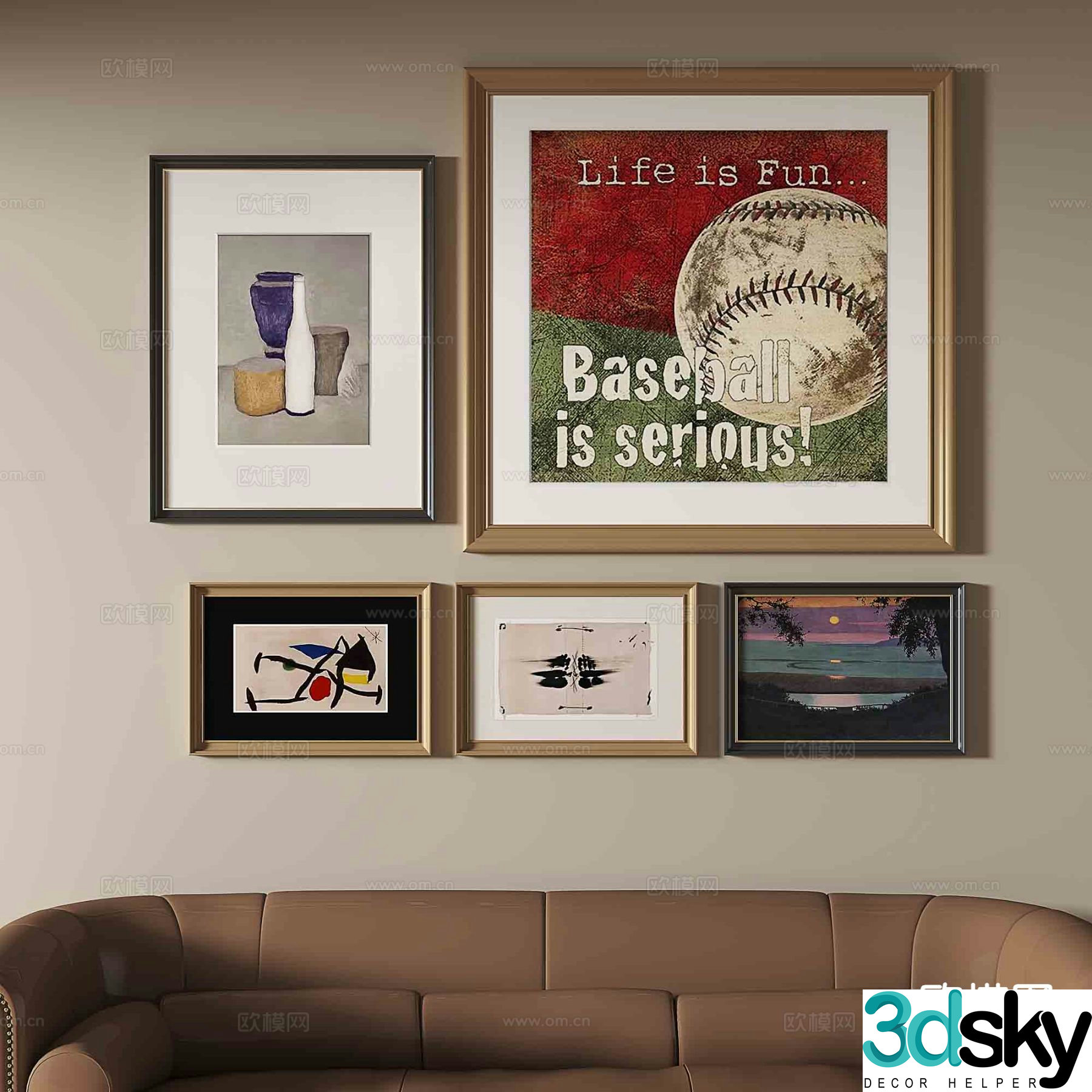French retro hanging painting art painting decorative painting 3D model