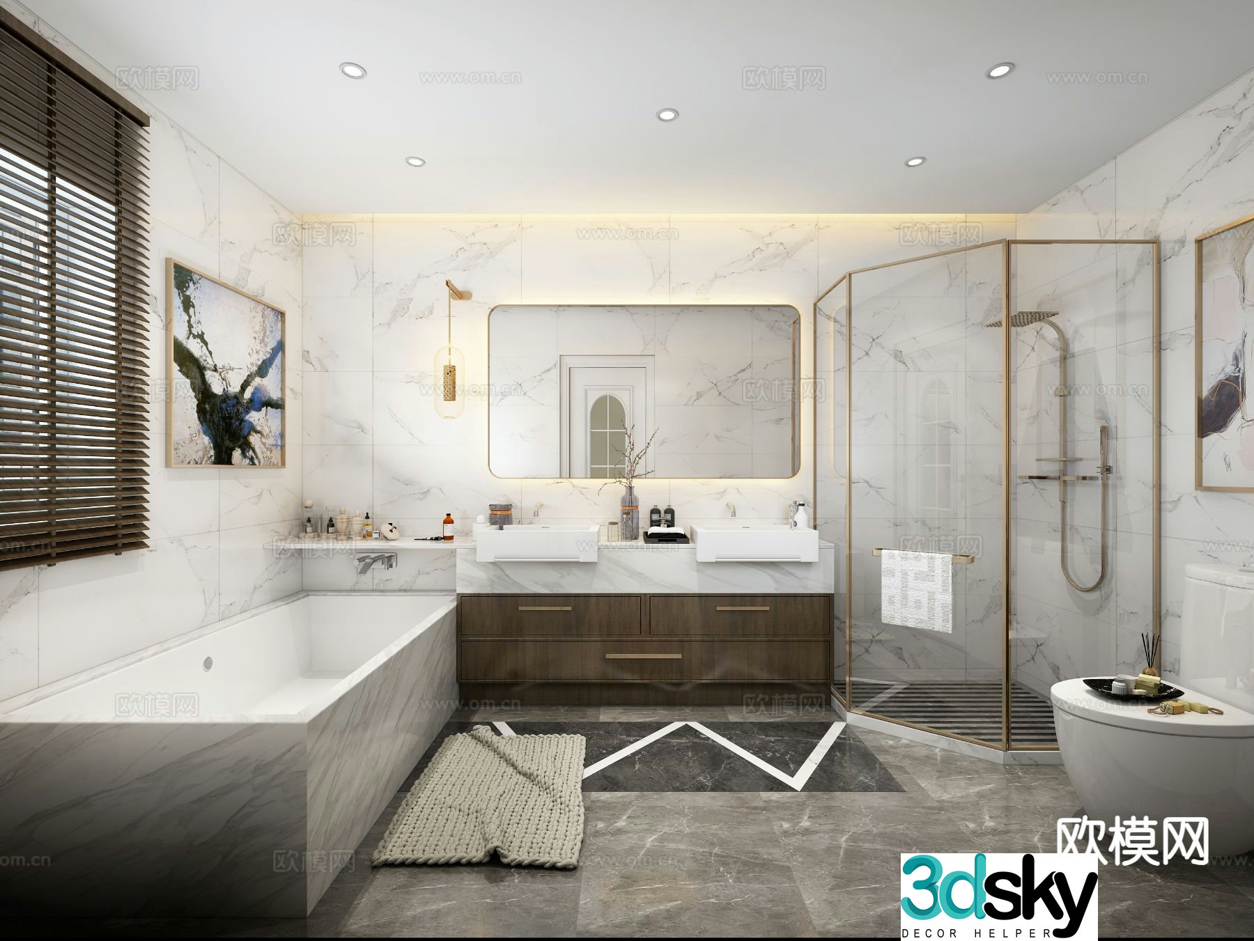 Light luxury bathroom bathroom 3d model