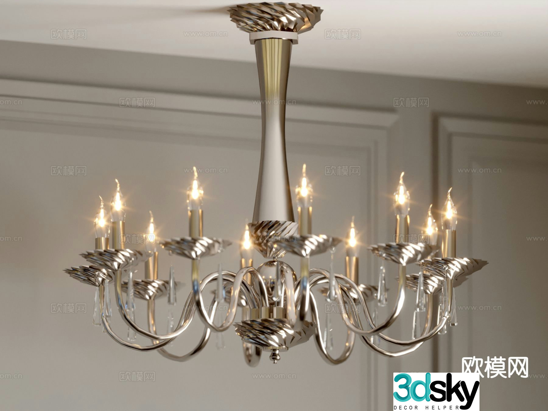 European style chandelier candlestick chandelier 3d model