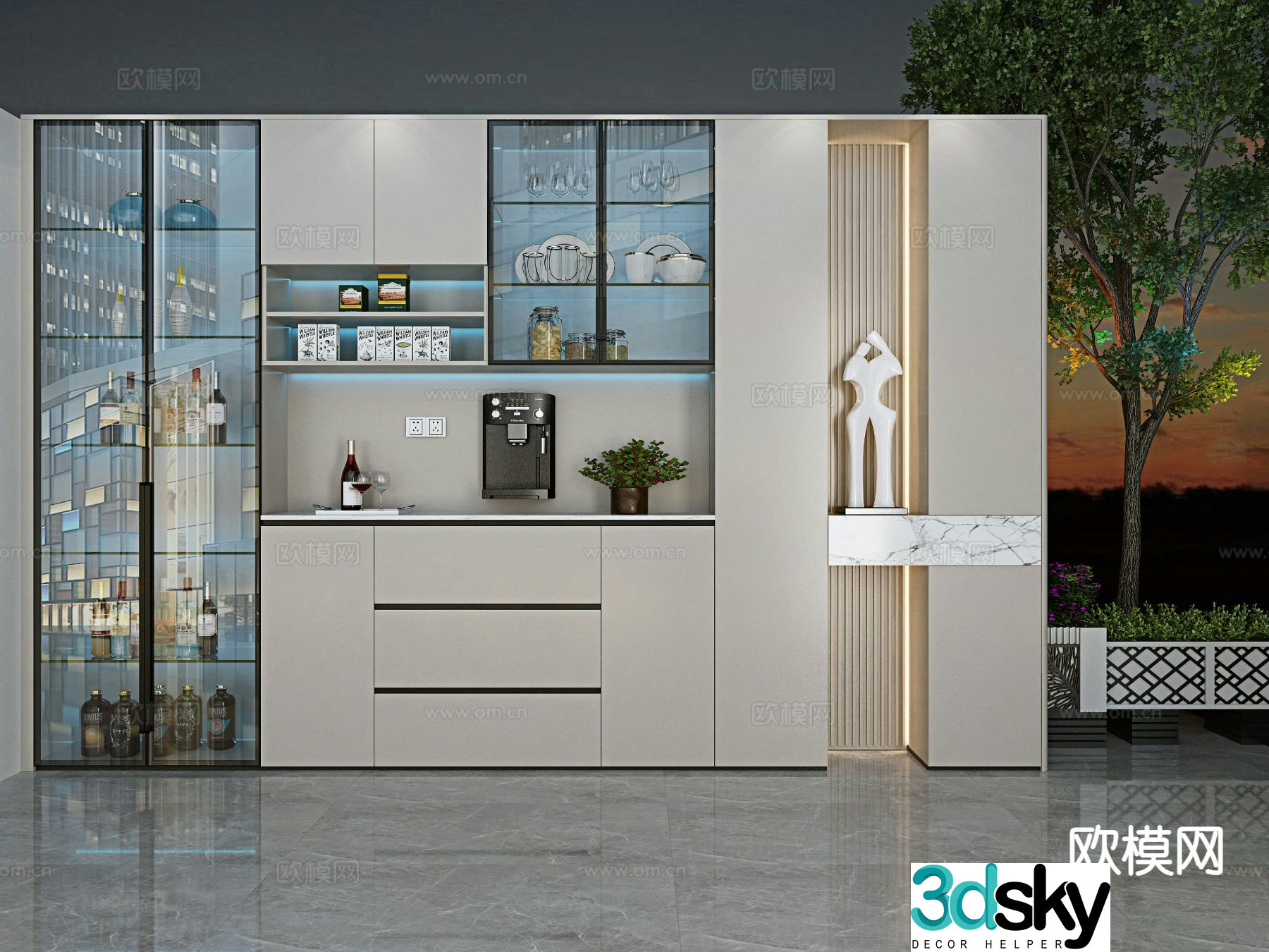 Modern wine cabinet sideboard 3d model