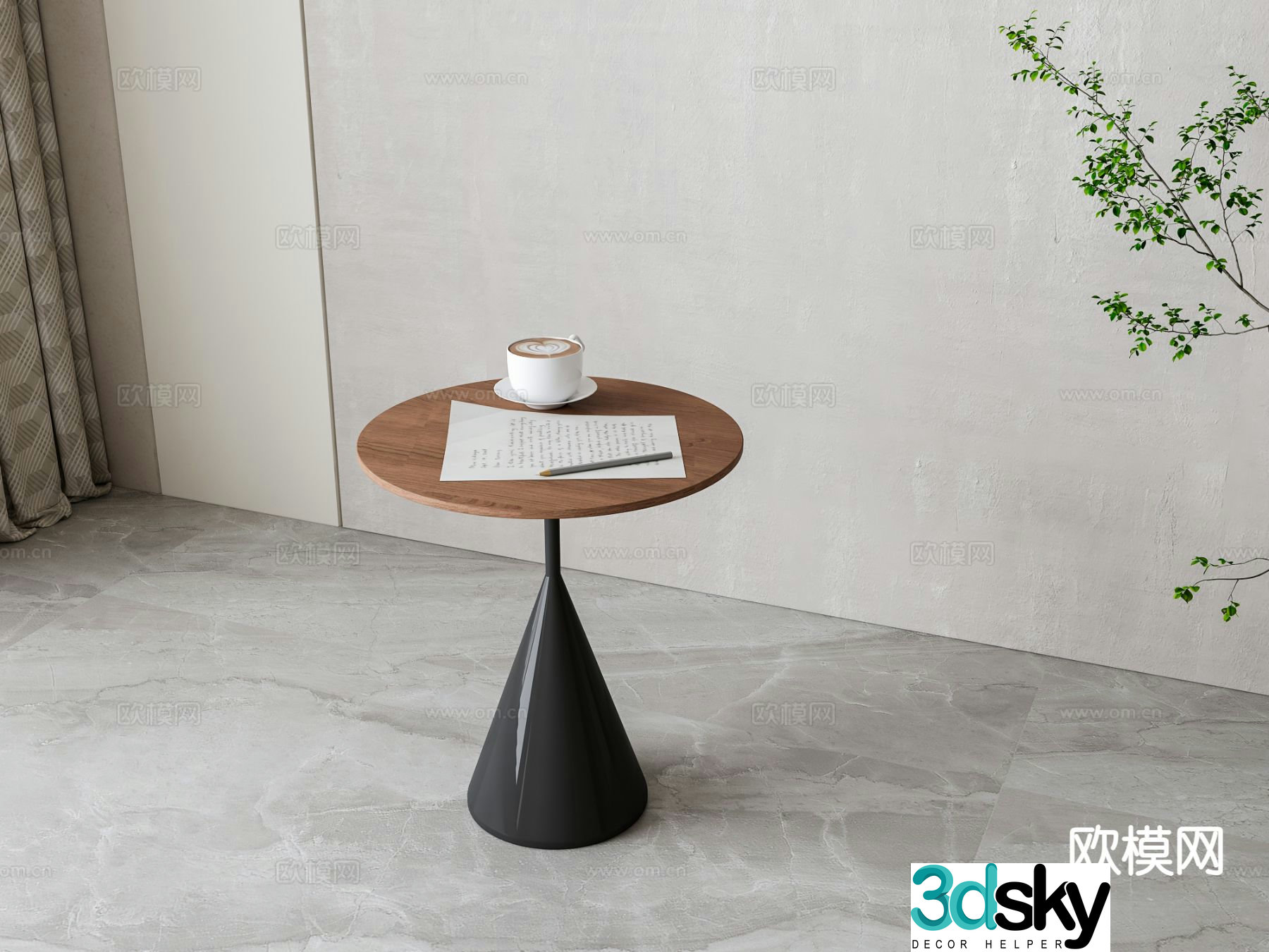 Modern side table corner table round table table table 3D model