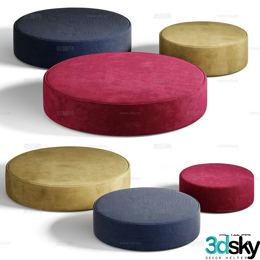 Como tatami mat round cushion cushion futon 3d model