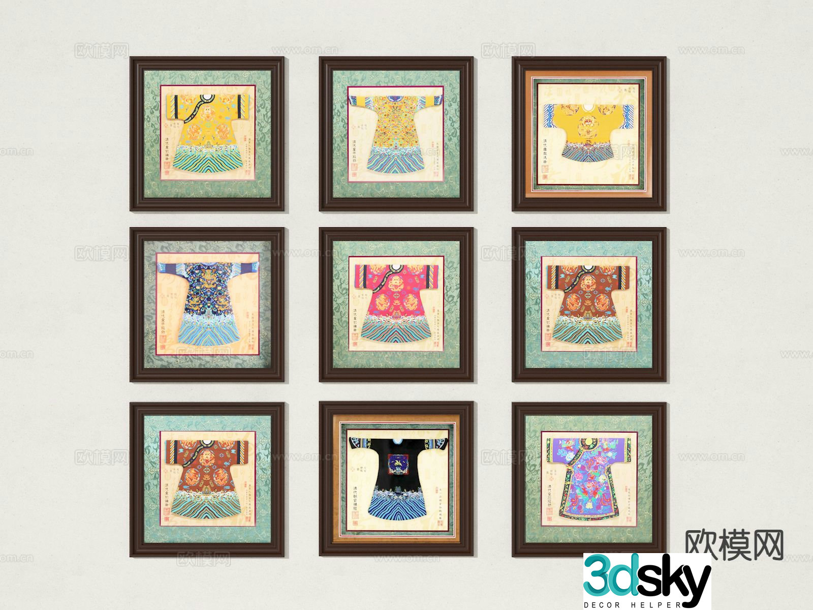 Chinese decorative painting hanging painting 3d model