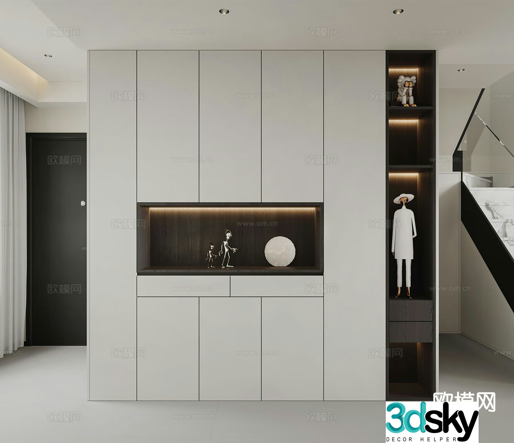 Modern entrance shoe cabinet 3d model