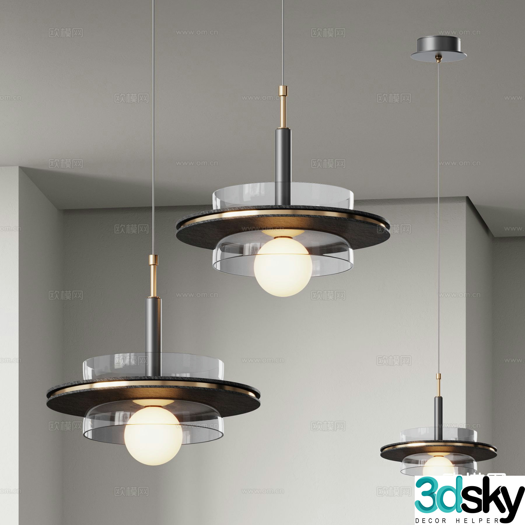 Light luxury chandelier glass chandelier 3d model