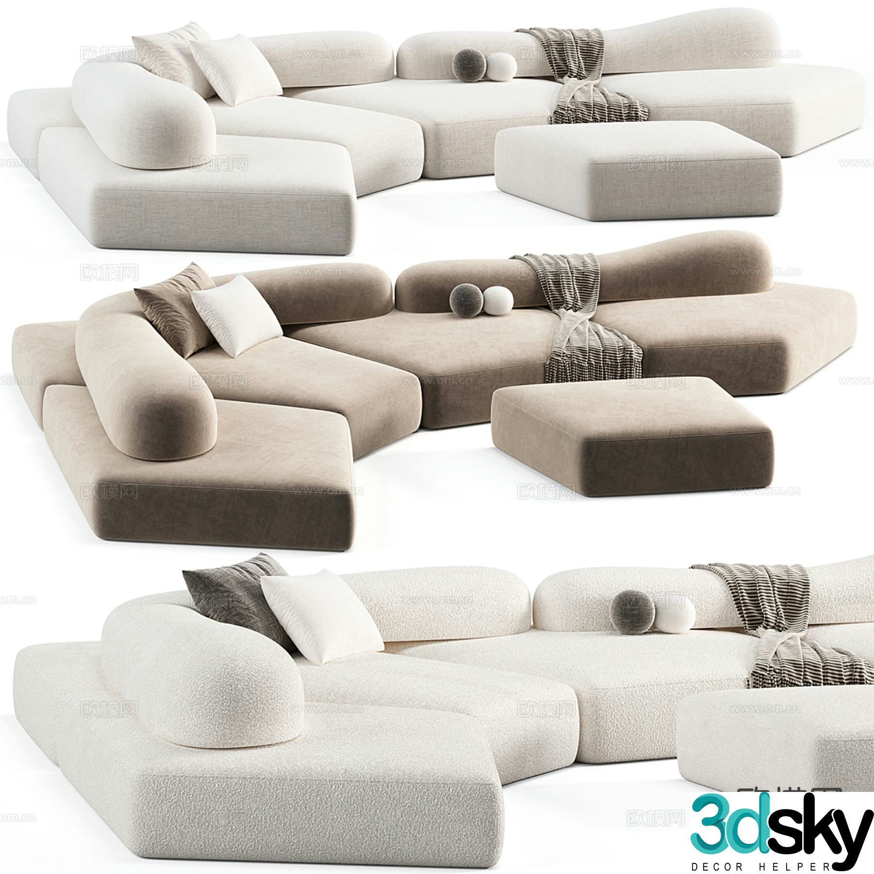 Special shaped sofa curved sofa 3d model