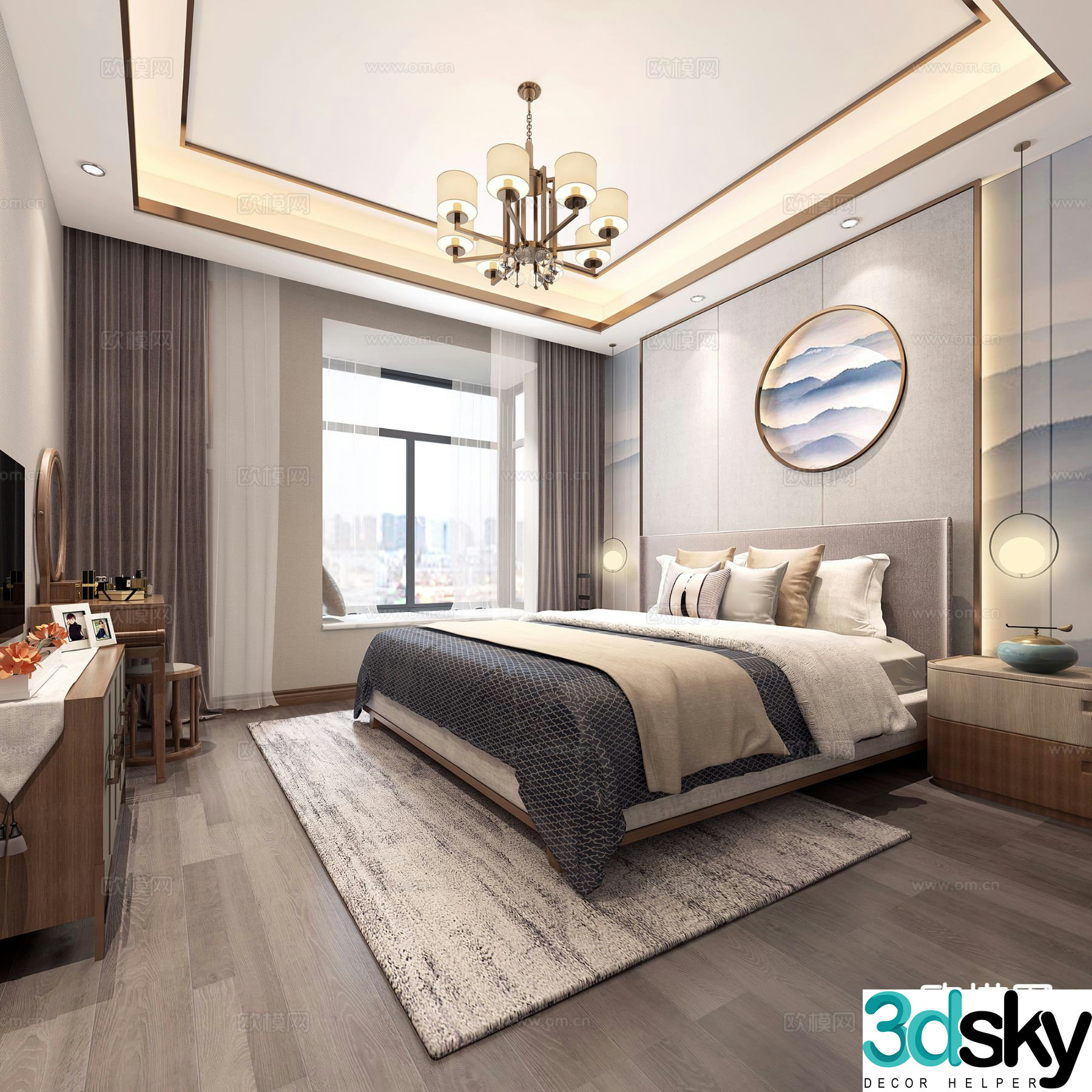 New Chinese style bedroom master bedroom 3d model