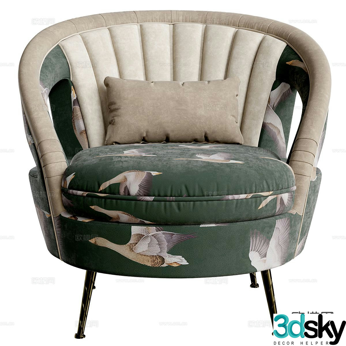 Bedding Italian sofa chair leisure chair 3d model