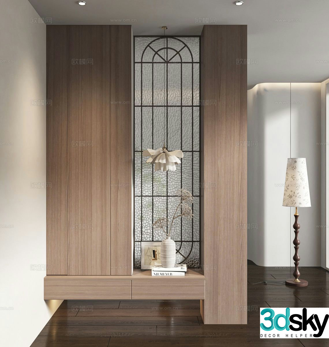 Medieval style partition shoe cabinet 3D model