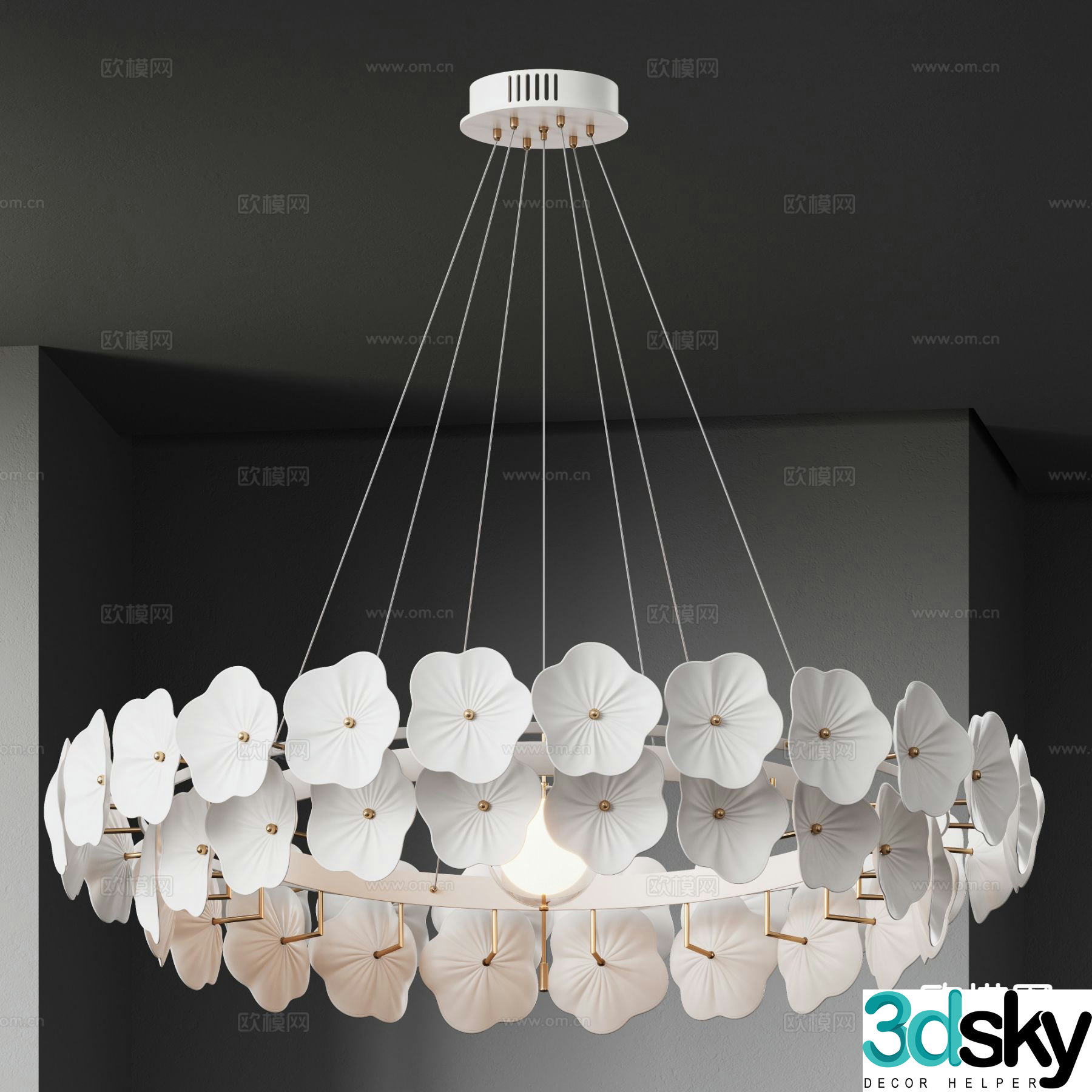 Creative chandelier petal chandelier 3d model