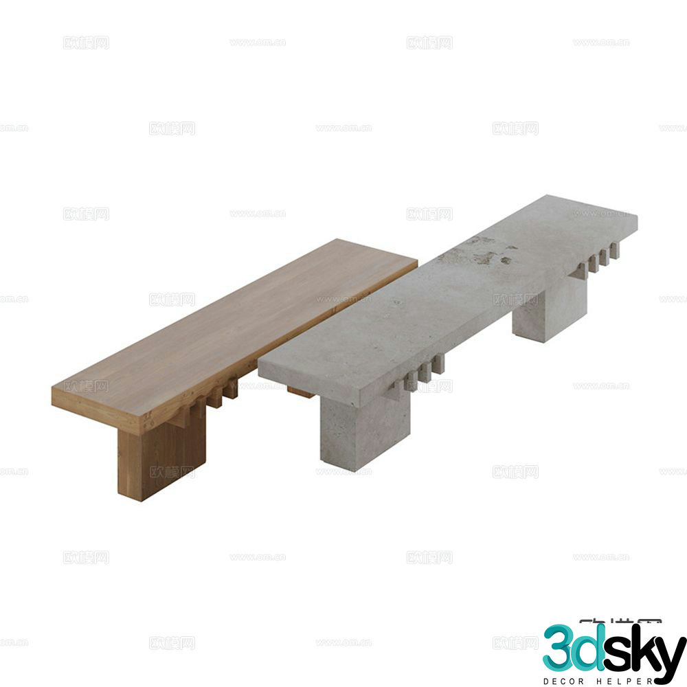 Modern leisure bench bar stool stool 3d model