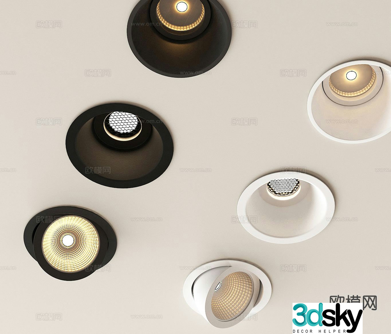 Spotlight bull’s eye lamp recessed downlight 3d model