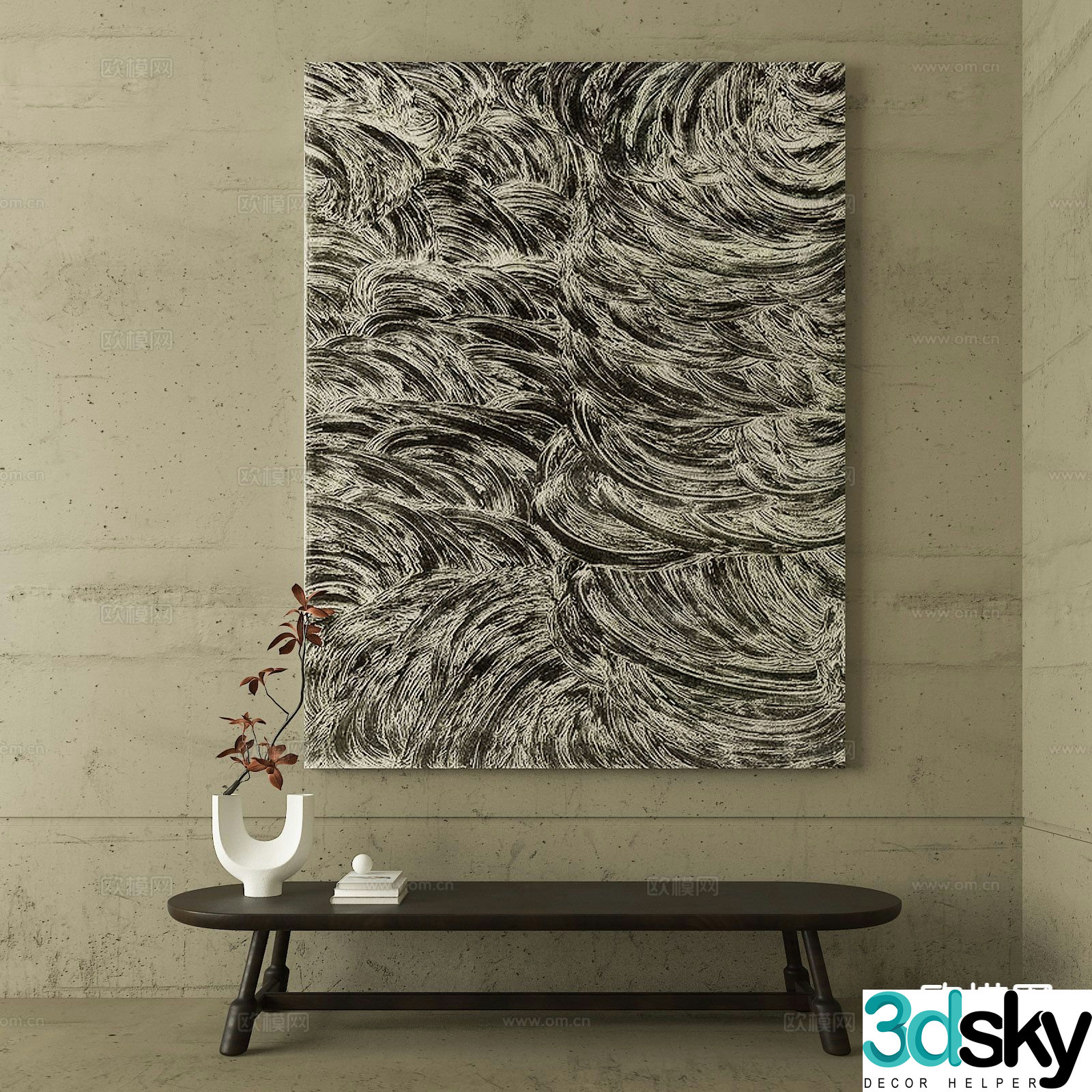 Wabi-sabi art painting texture painting decorative painting 3d model