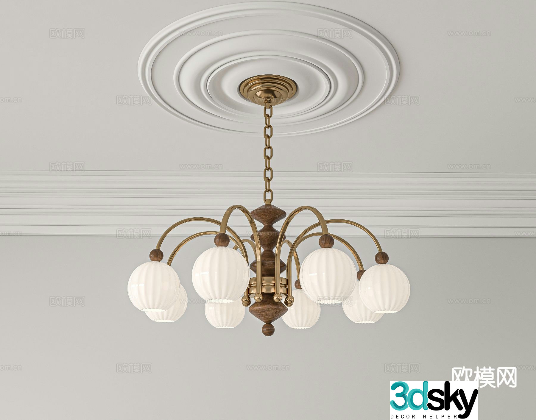 Medieval style chandelier multi-head chandelier 3D model
