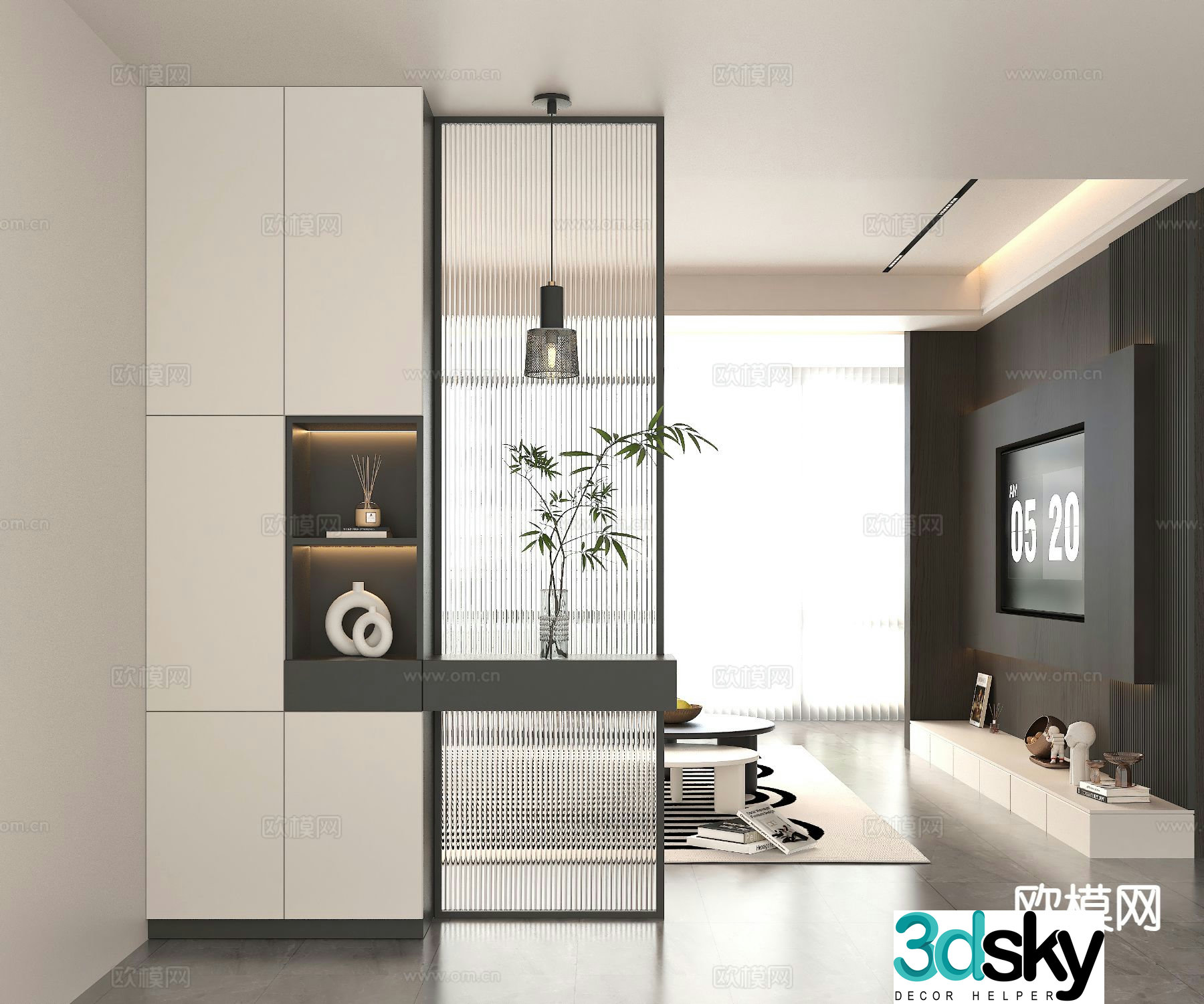 Modern entrance shoe cabinet partition cabinet 3d model