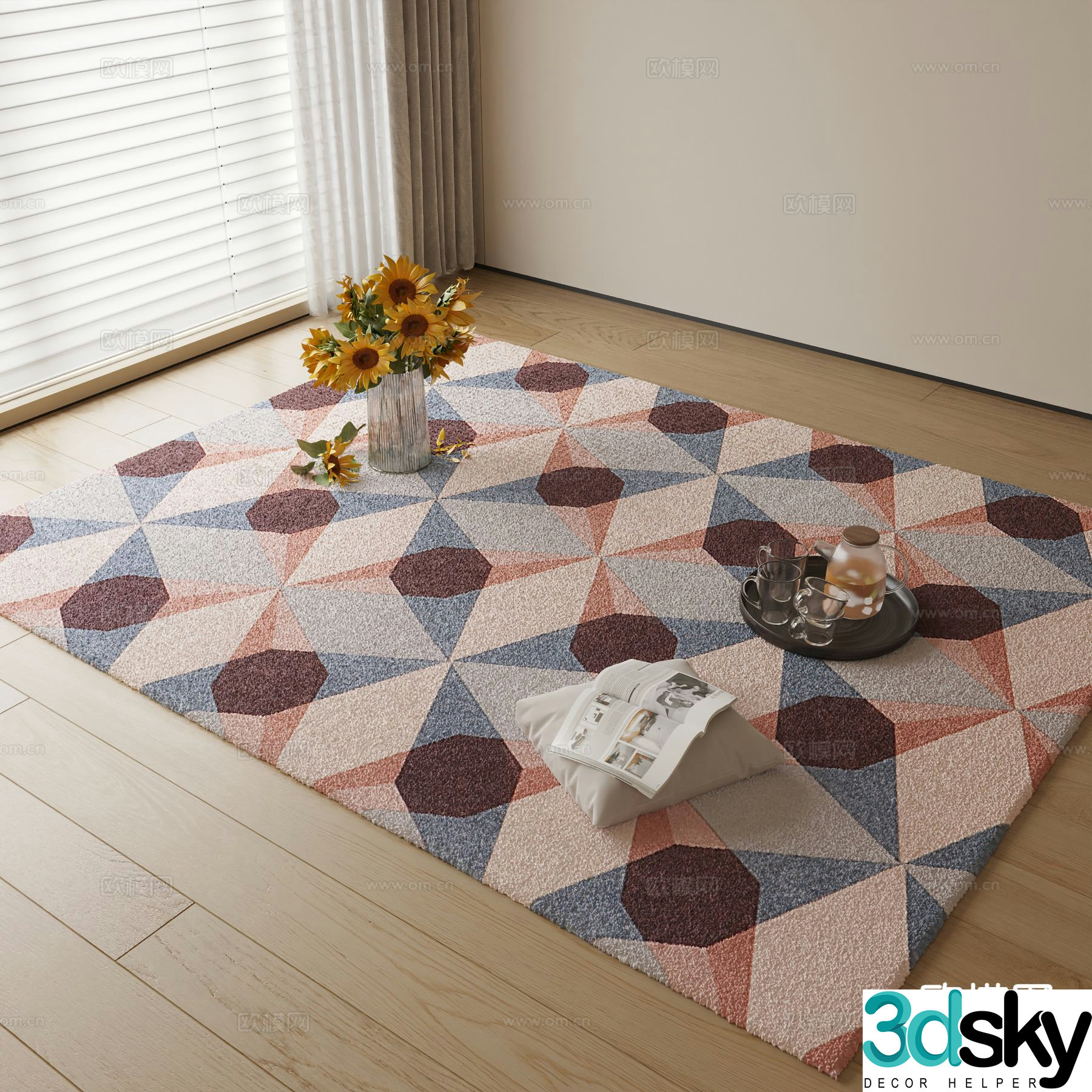 Modern square carpet 3d model