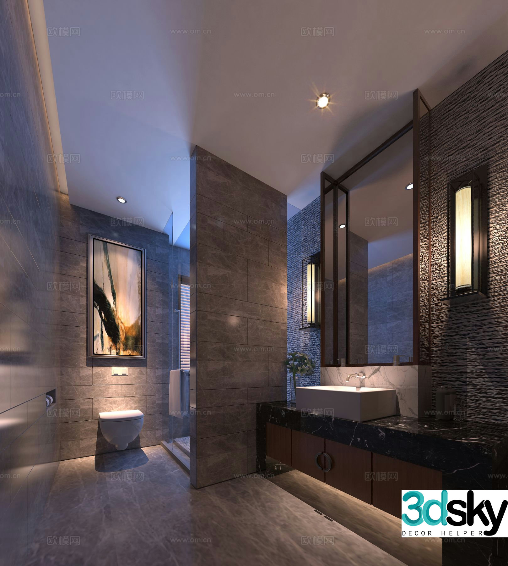 New Chinese style bathroom bathroom 3d model