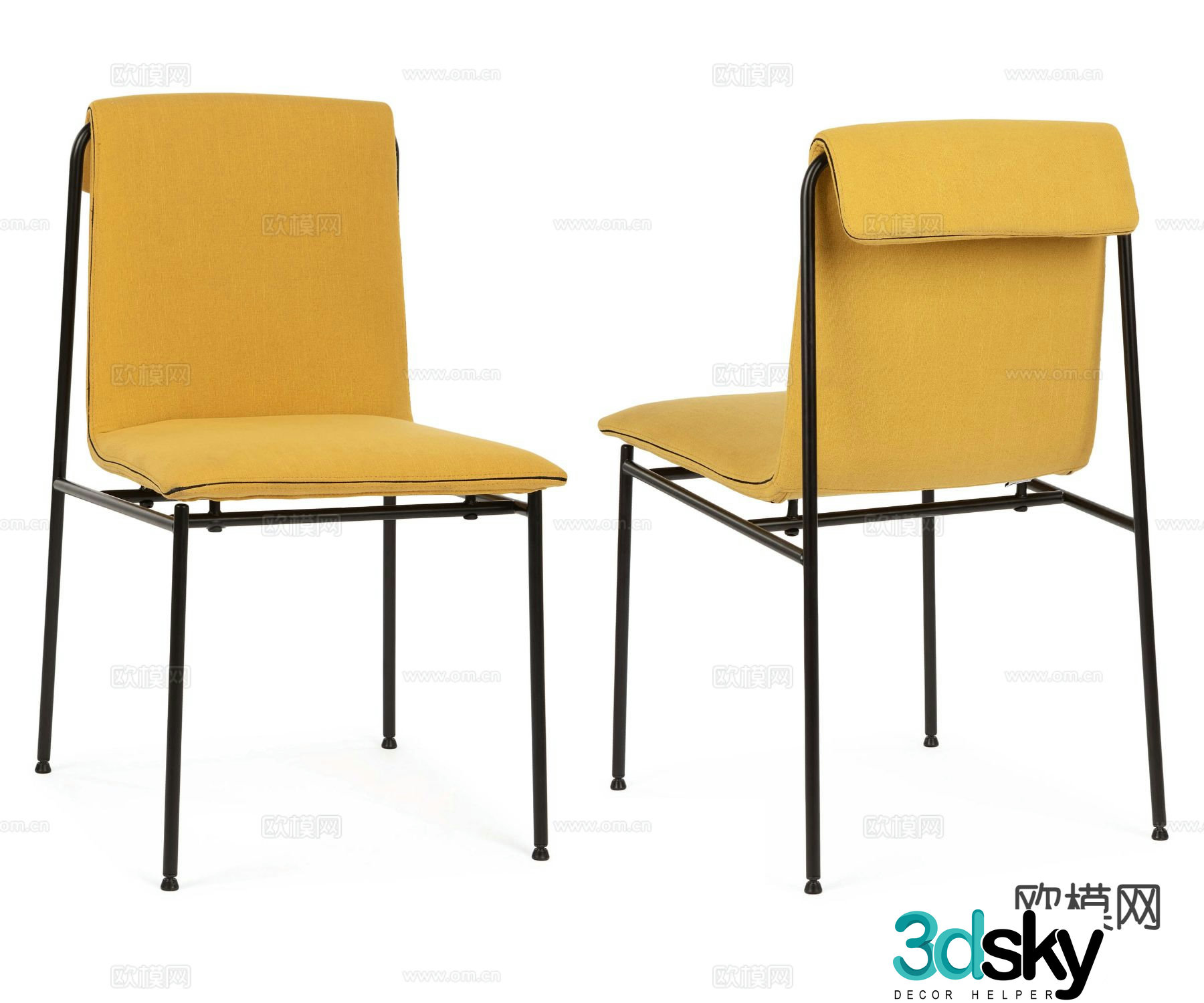 Modern chair dining chair single chair 3d model