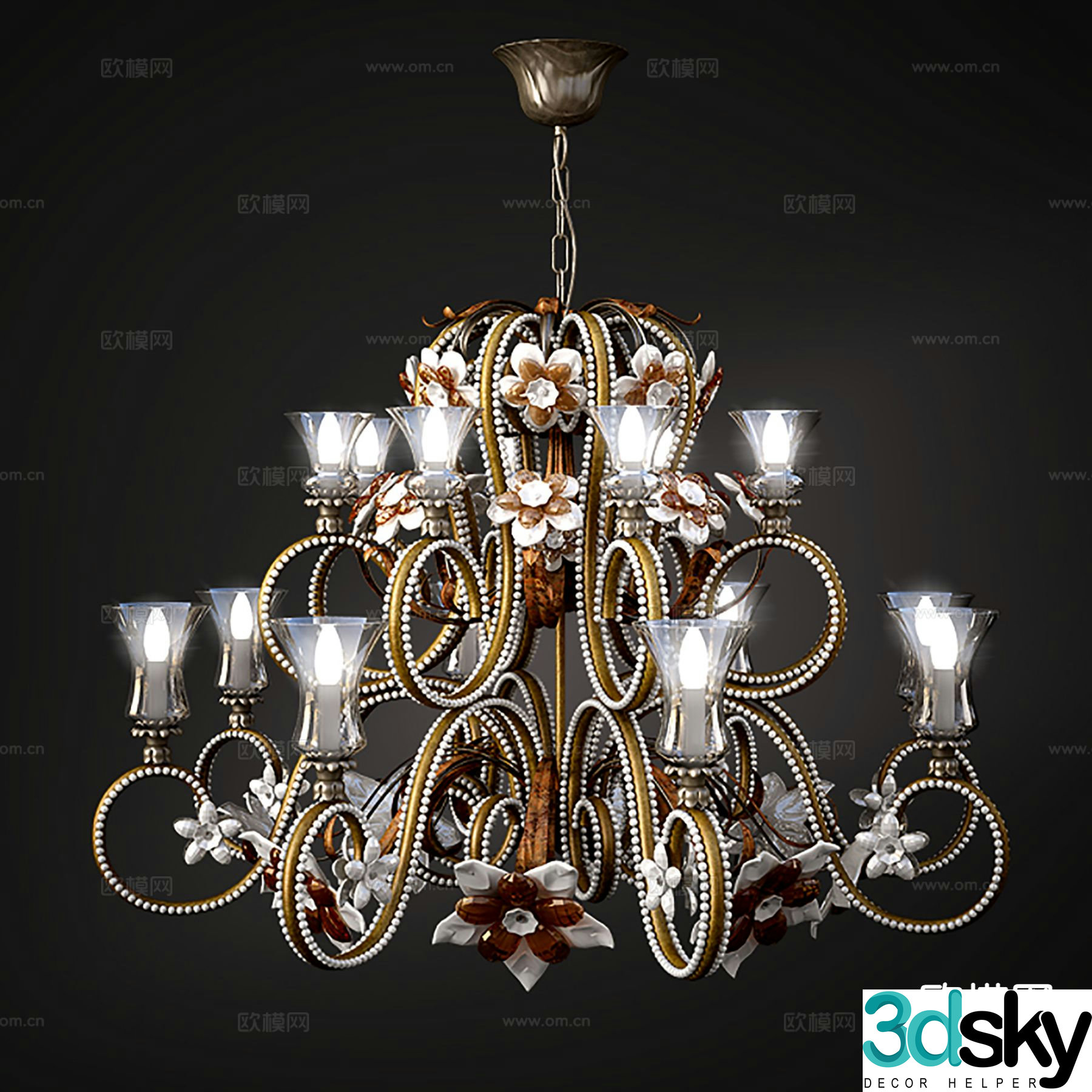 Simple European chandelier hall chandelier 3d model