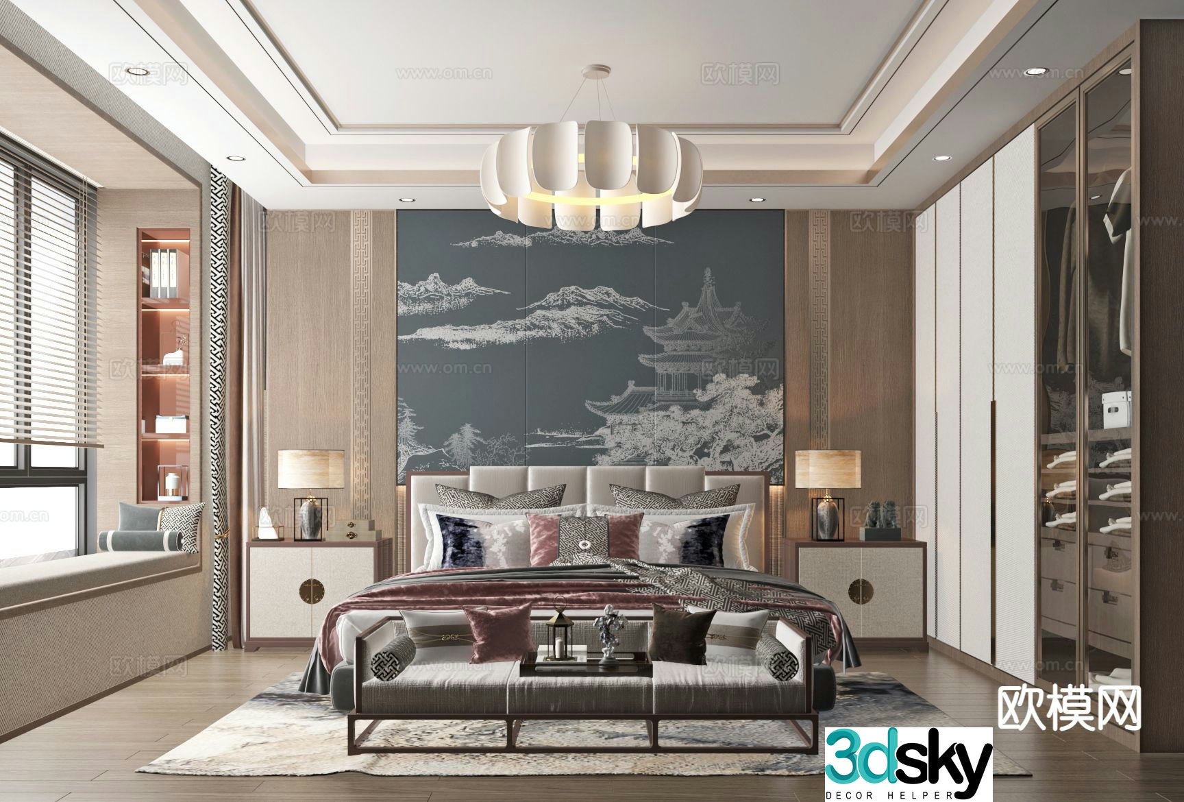 New Chinese style bedroom master bedroom 3d model