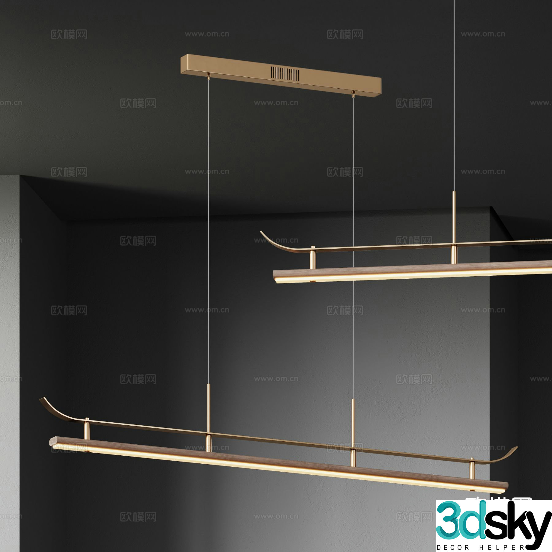 New Chinese style chandelier straight chandelier 3d model
