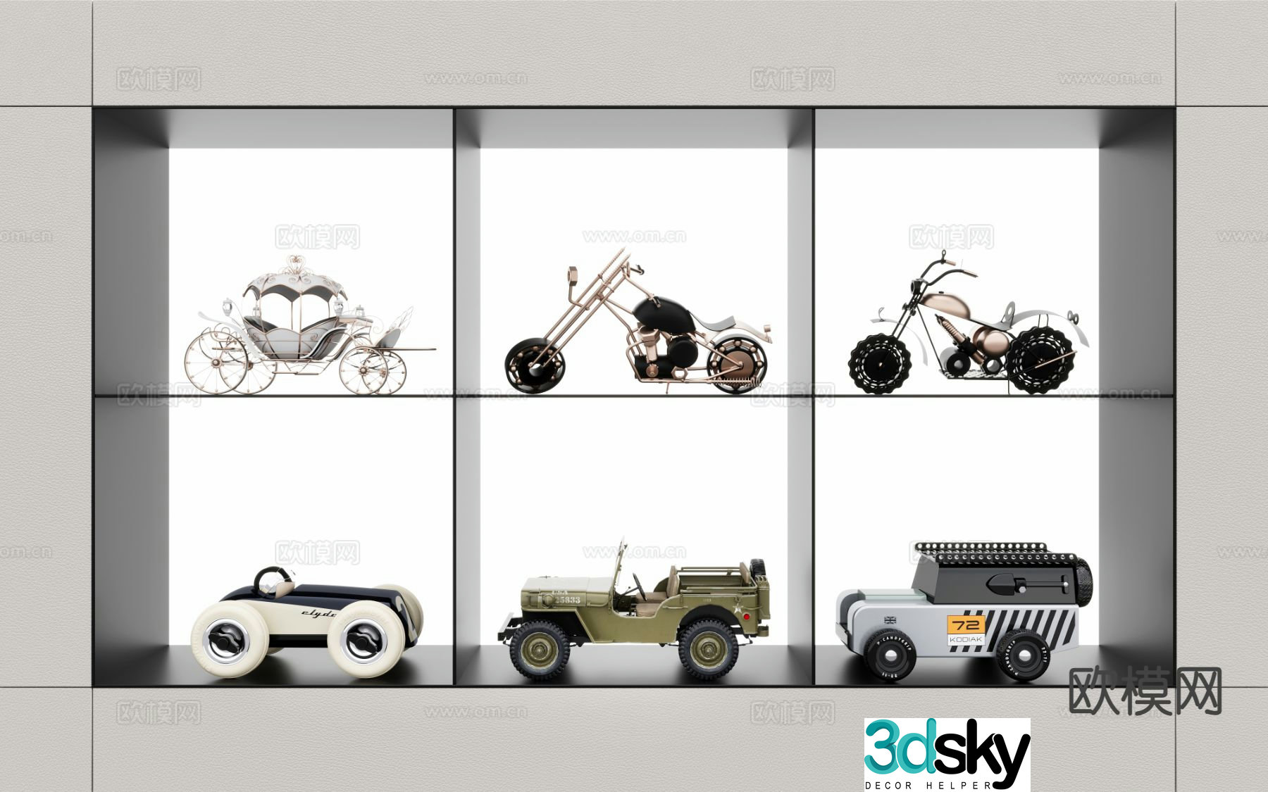 Motorcycle trendy toys truck sculptures hand-made ornaments 3D model