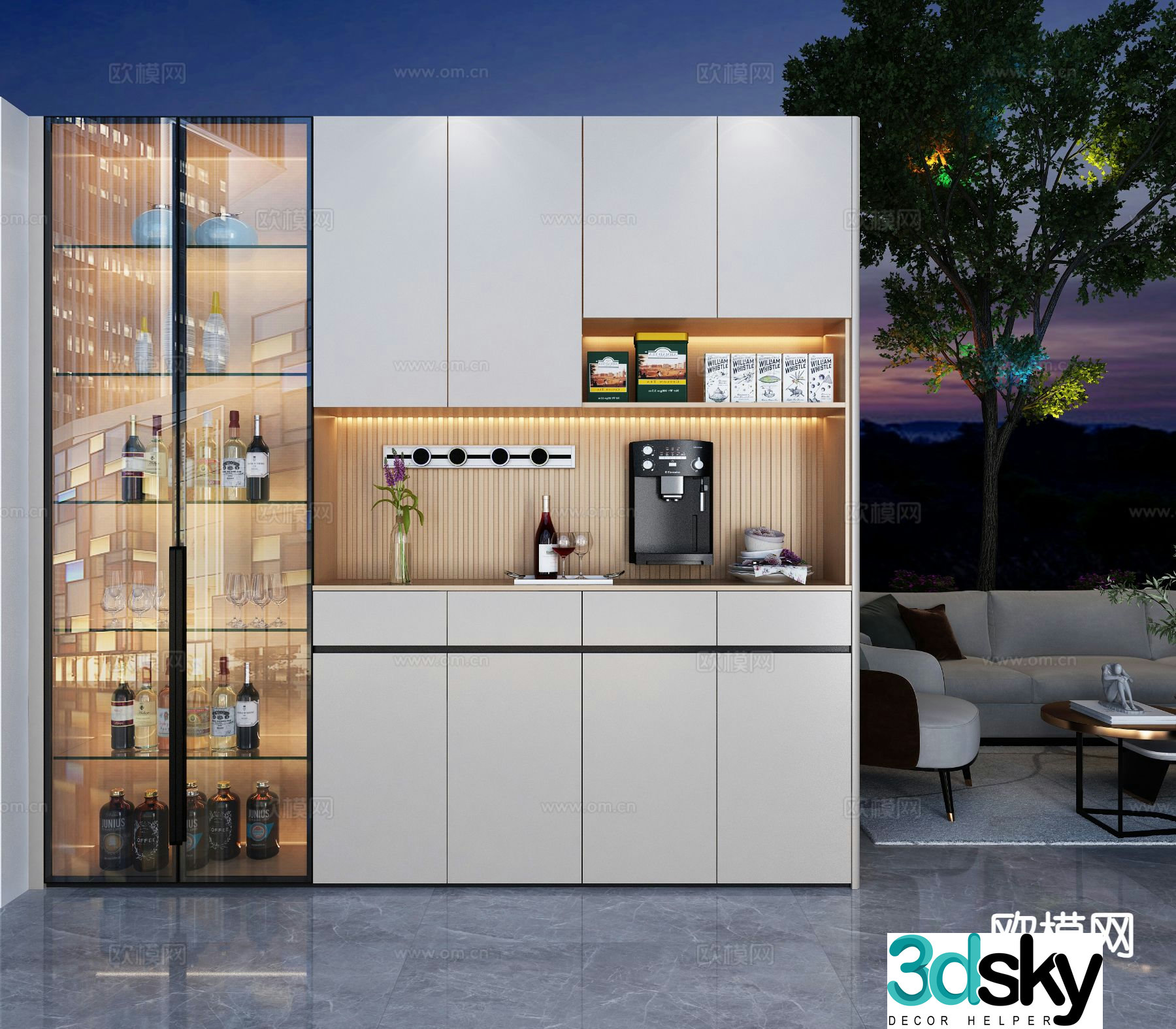 Modern wine cabinet sideboard 3d model