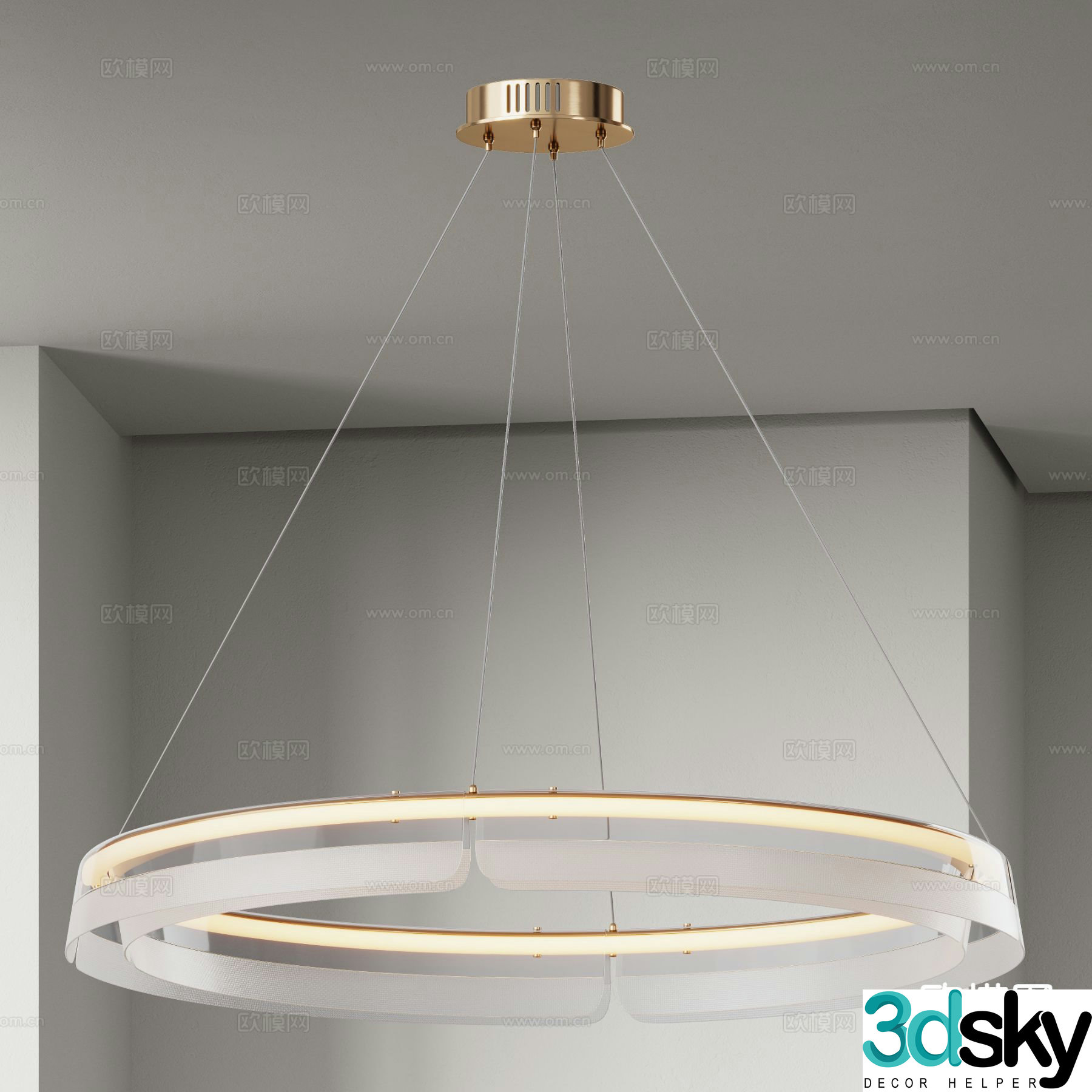 Light luxury chandelier ring chandelier 3d model