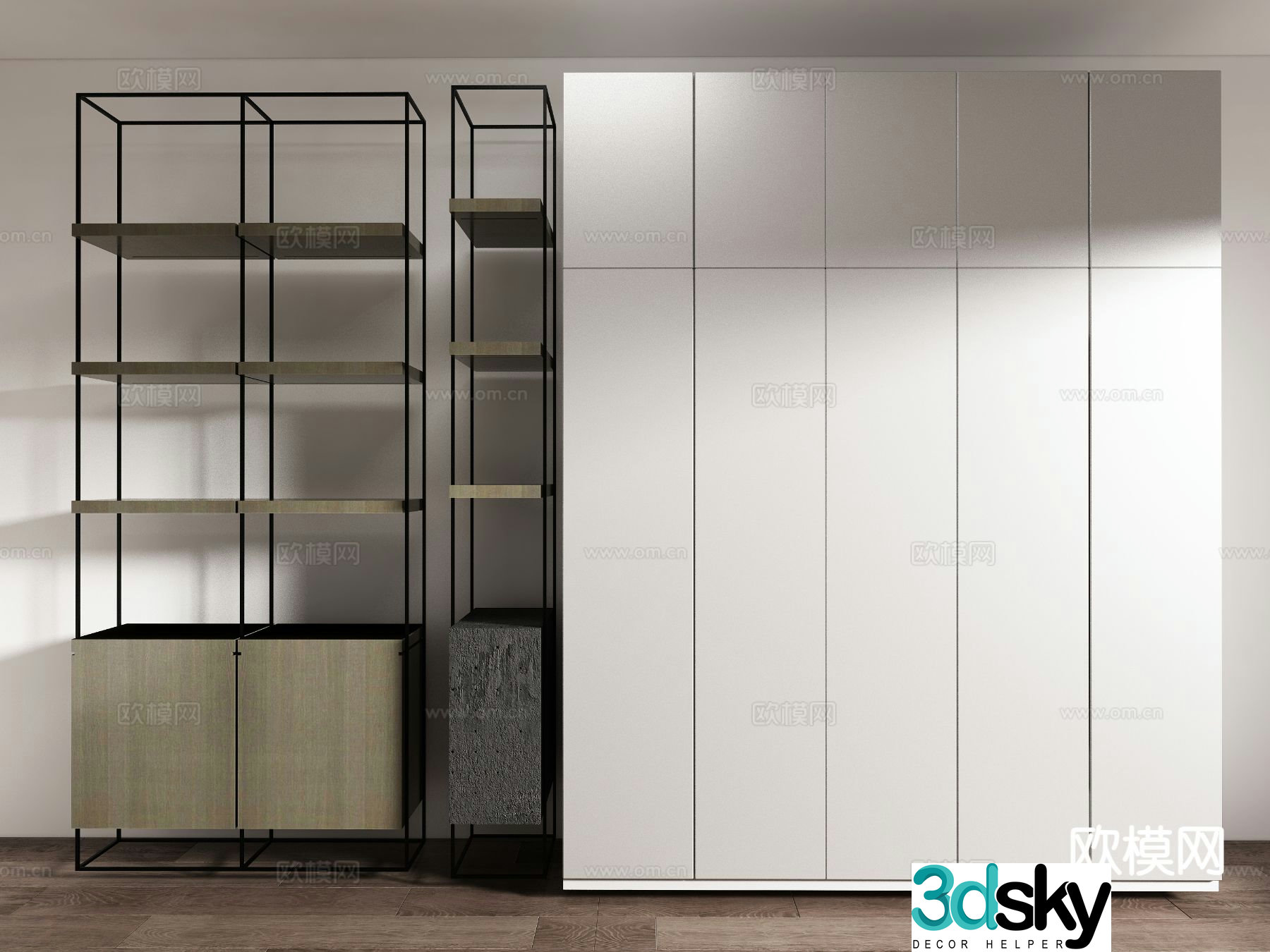Modern shelves storage cabinet 3d model
