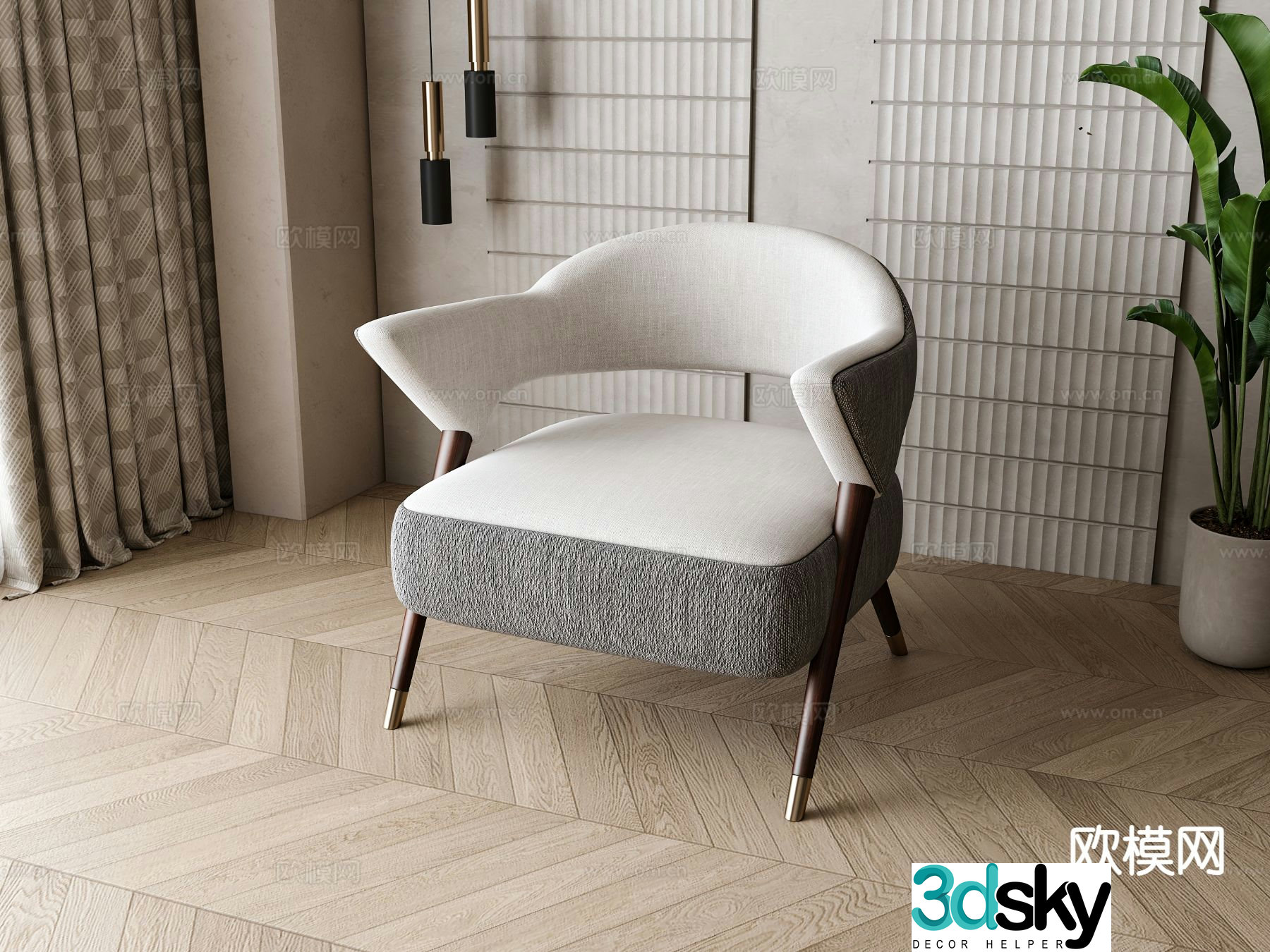Modern sofa chair leisure chair 3d model