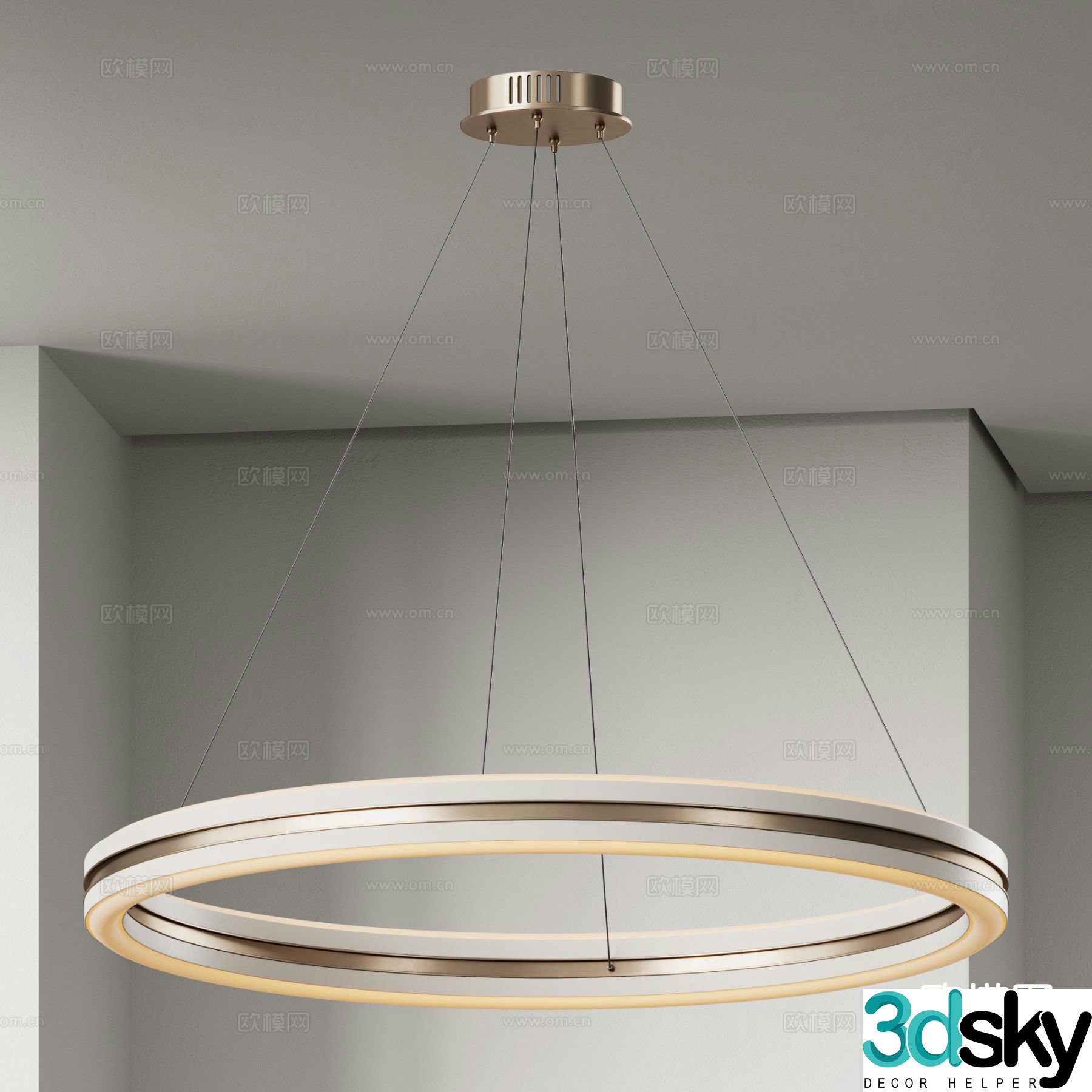 Light luxury chandelier ring chandelier 3d model