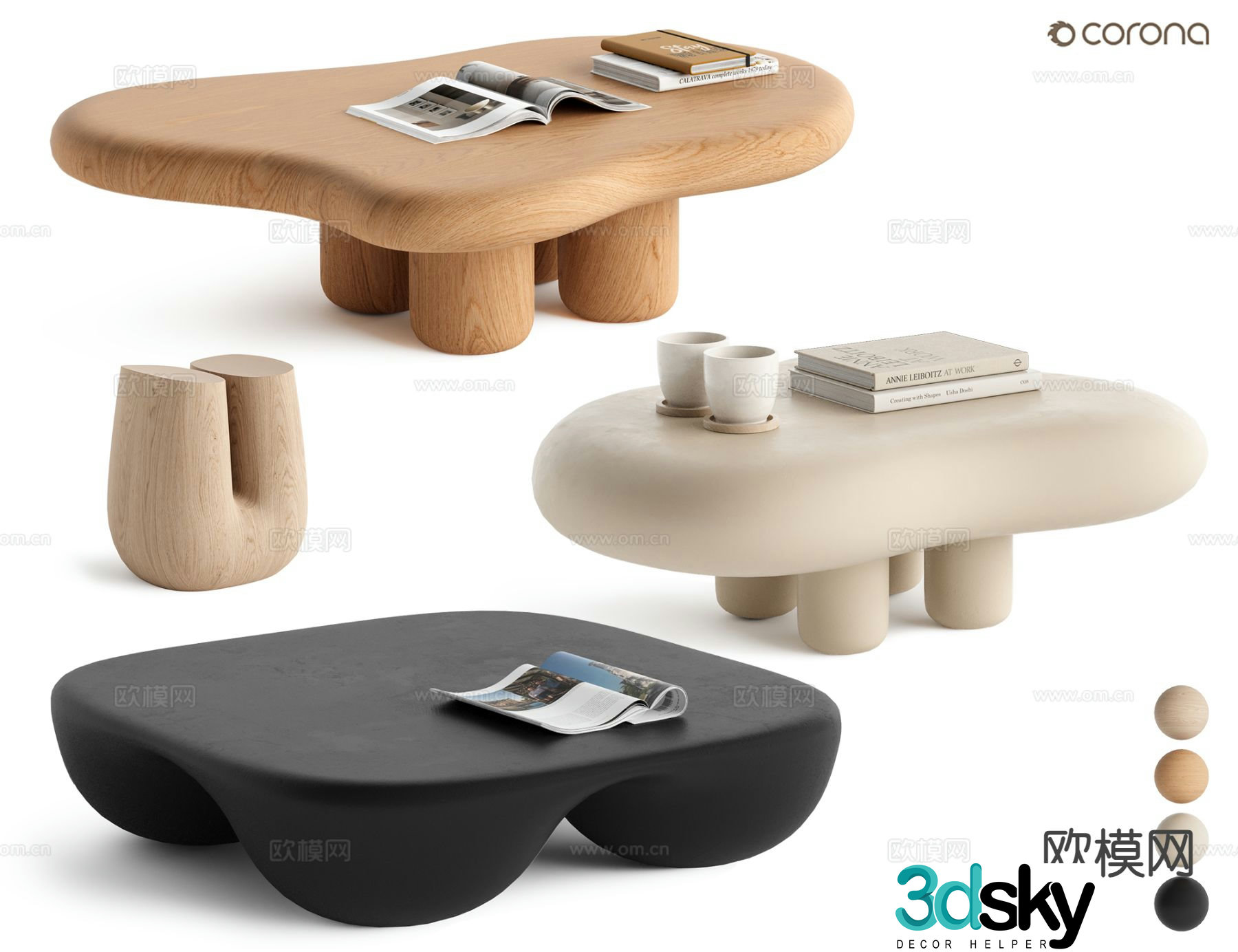 Cream style coffee table cloud coffee table 3d model