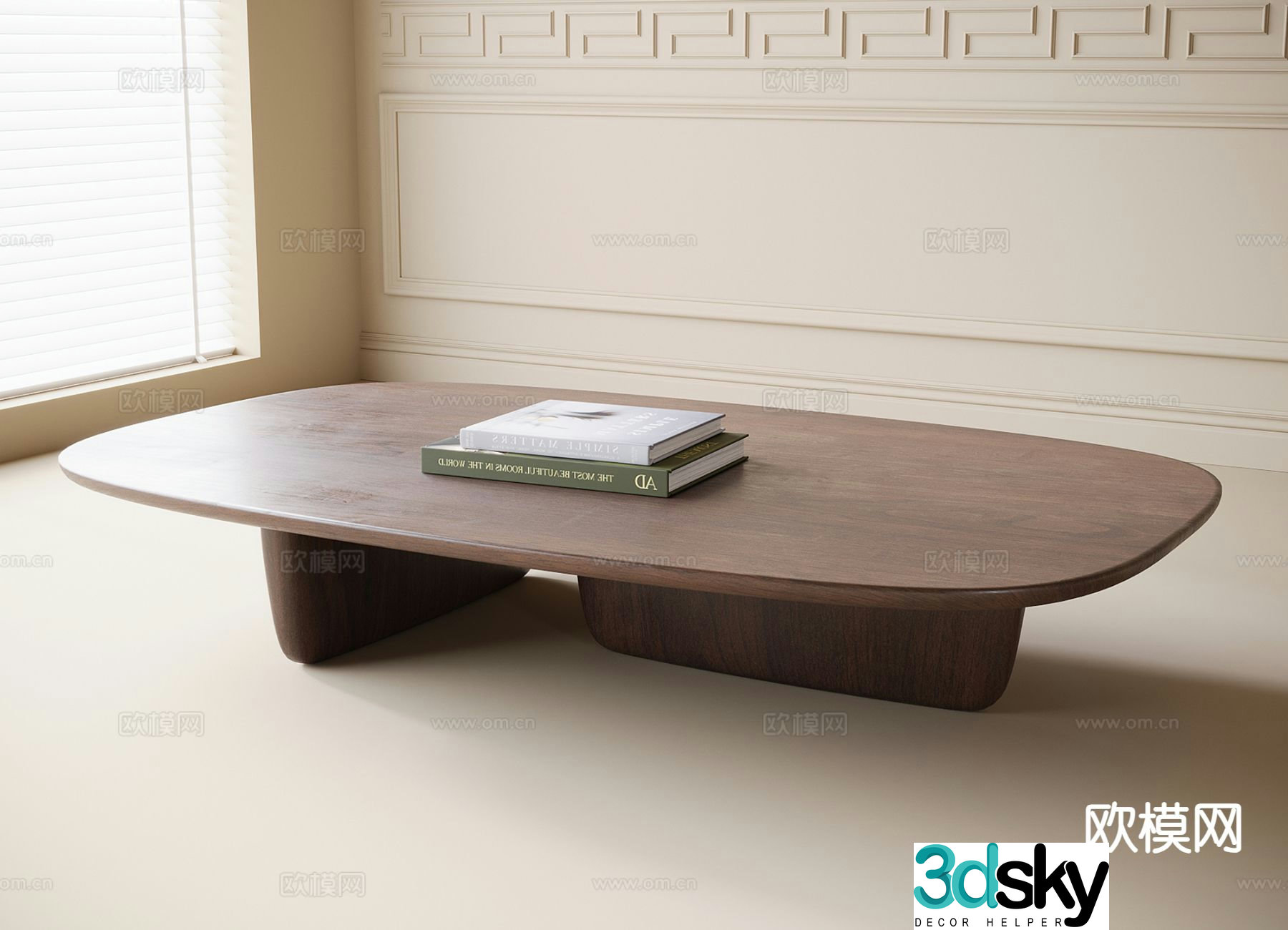 Minimalist coffee table solid wood coffee table 3d model
