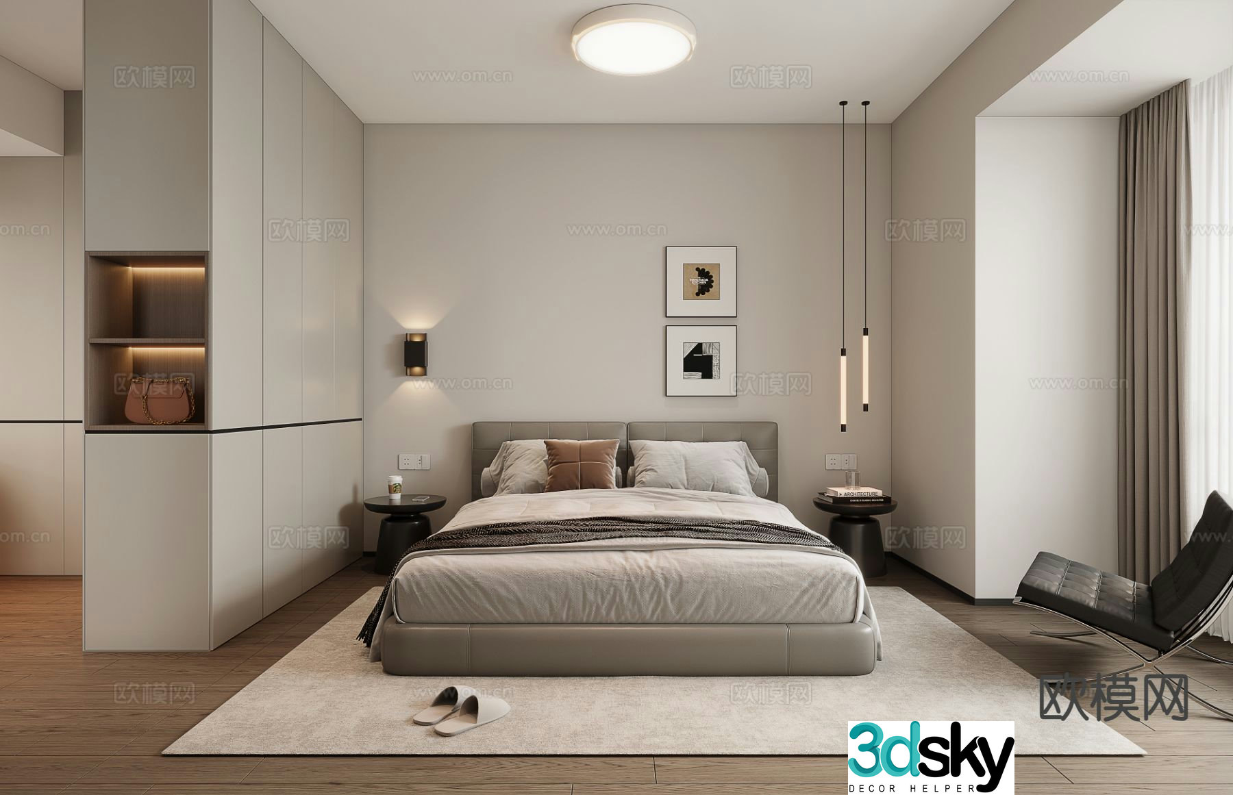 Simple bedroom master bedroom 3d model