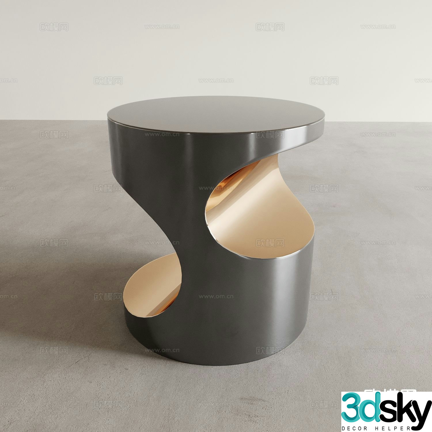 Modern corner table side table round table table table 3D model
