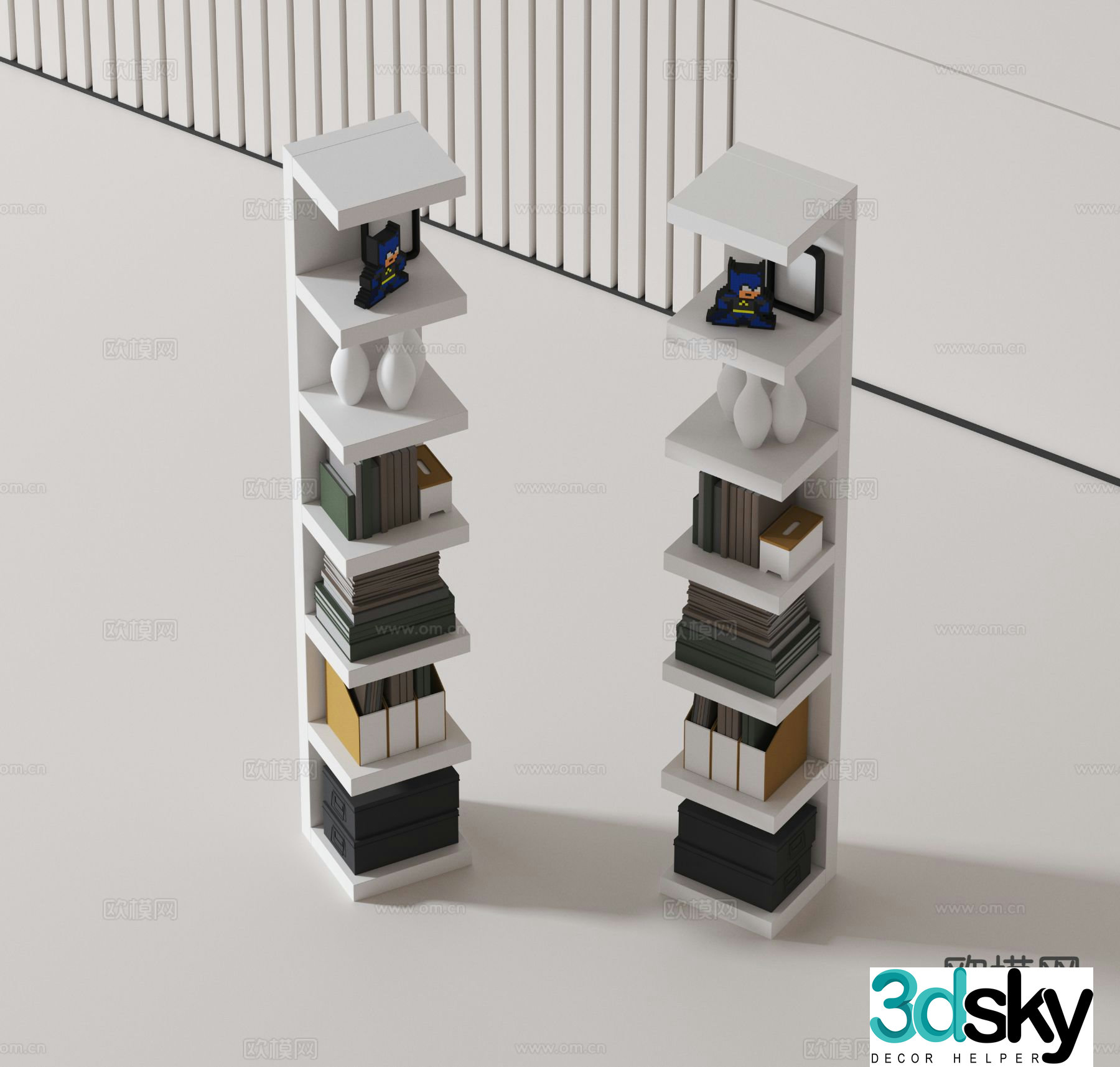 Modern bookshelf 3d model