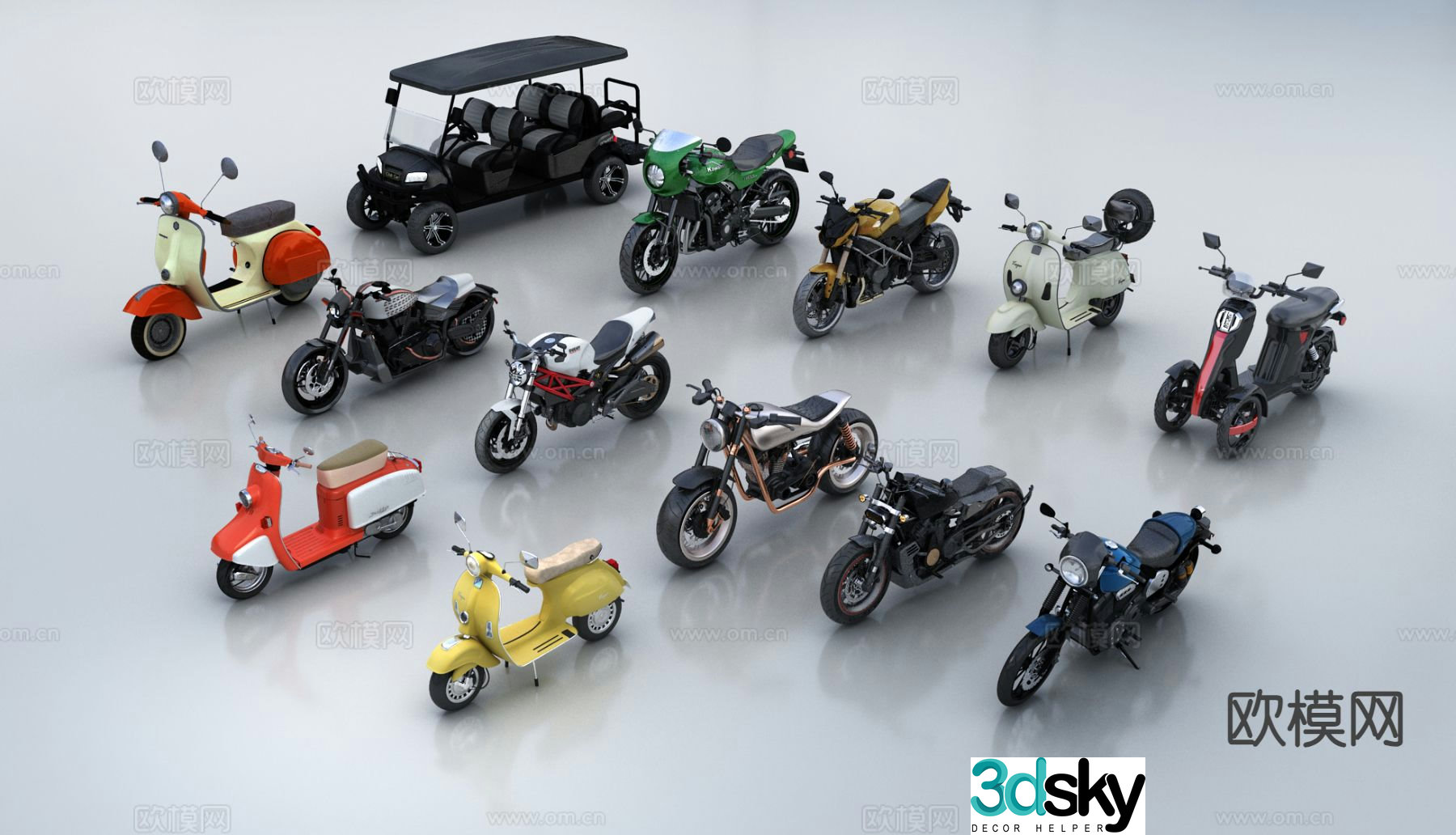 Modern motorcycle electric car sightseeing car 3d model