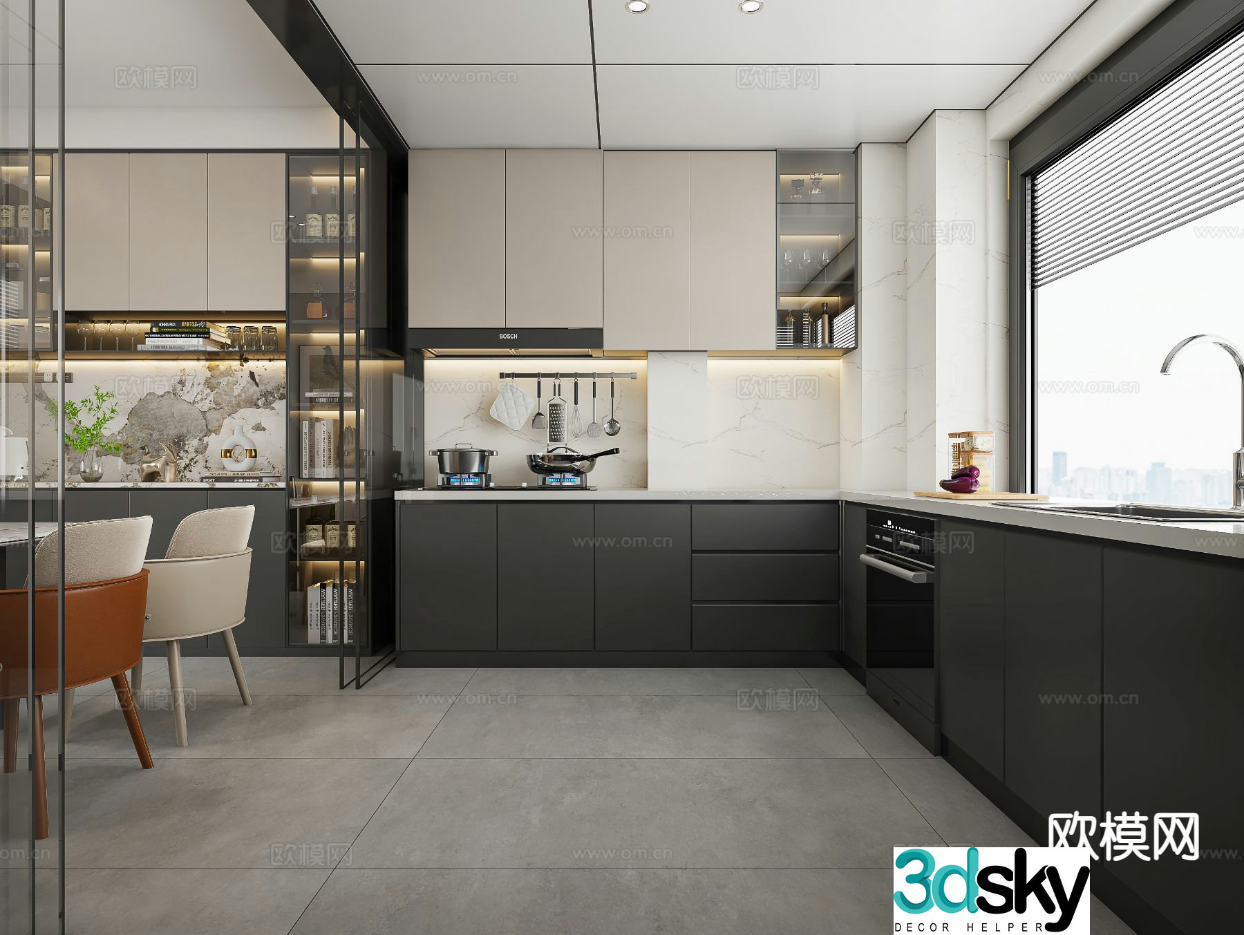 modern kitchen cabinet 3d model