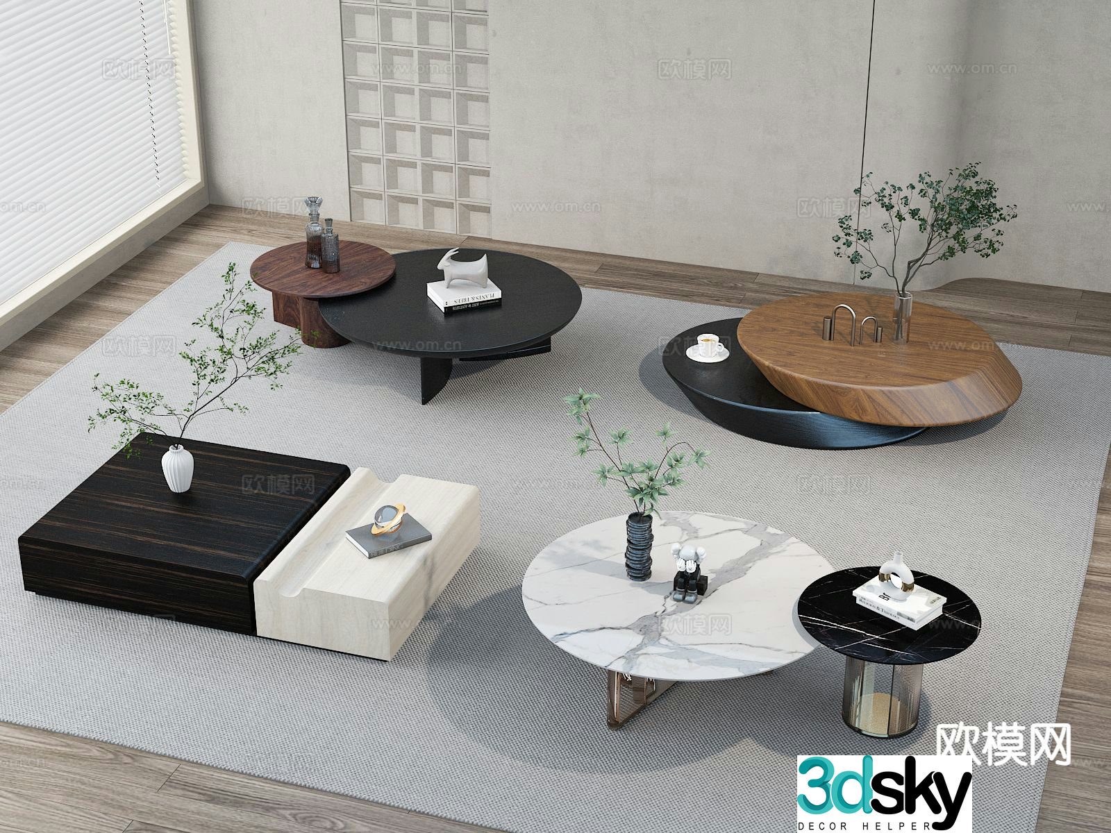 Mother and son coffee table marble coffee table 3d model